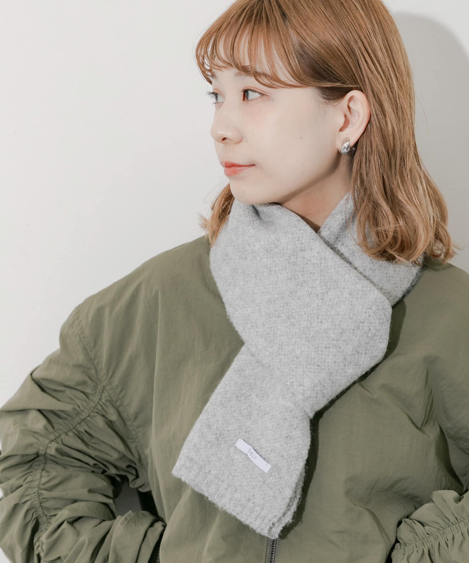 プレーンニットマフラー GRY -