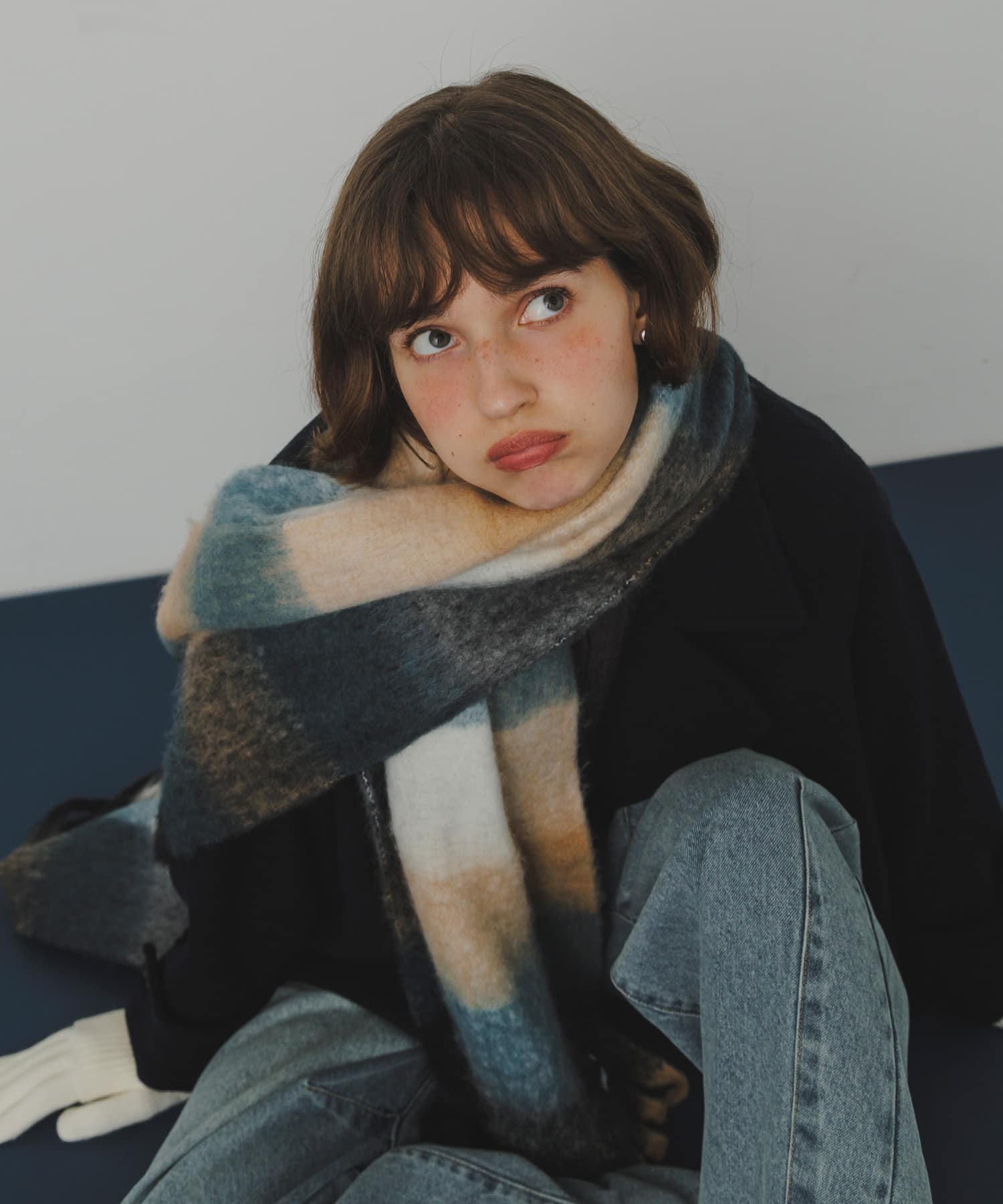 ボリュームチェックマフラー BLU -