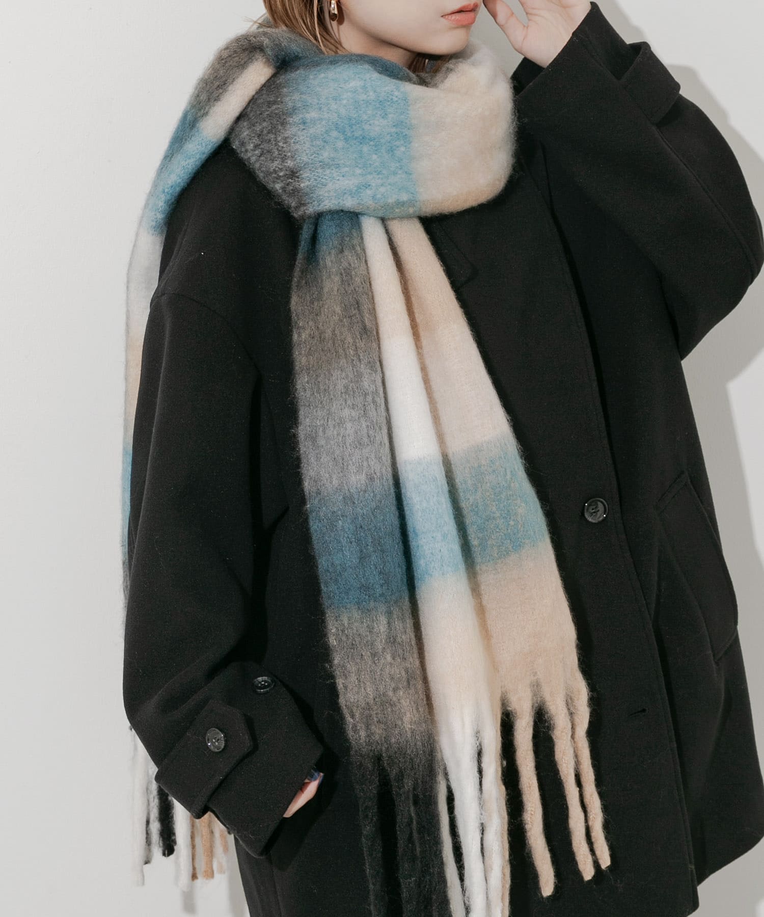 ボリュームチェックマフラー BLU -