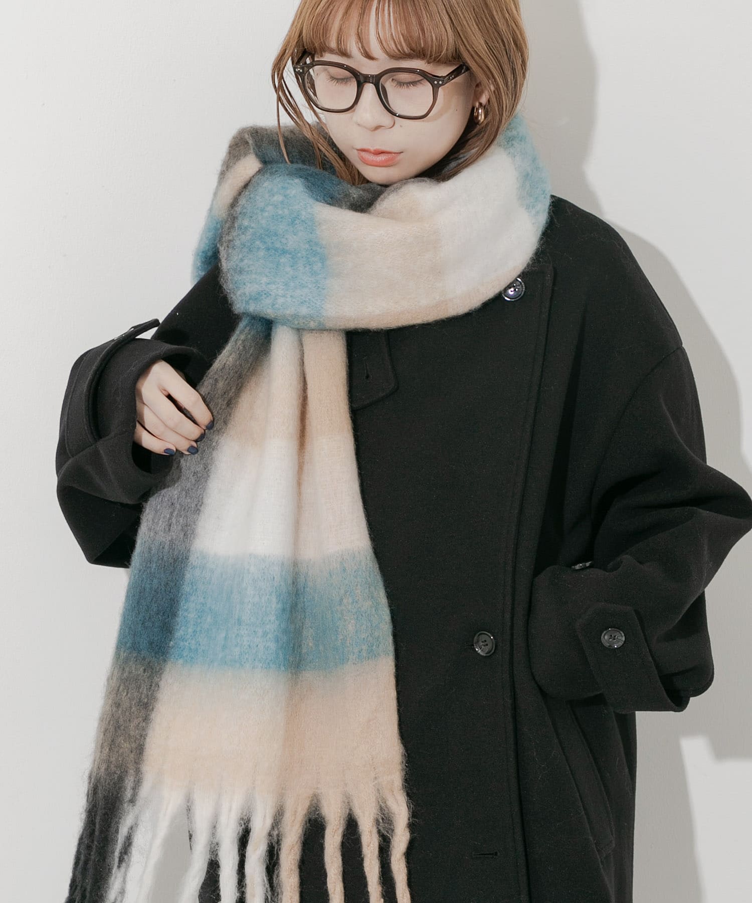 ボリュームチェックマフラー BLU -