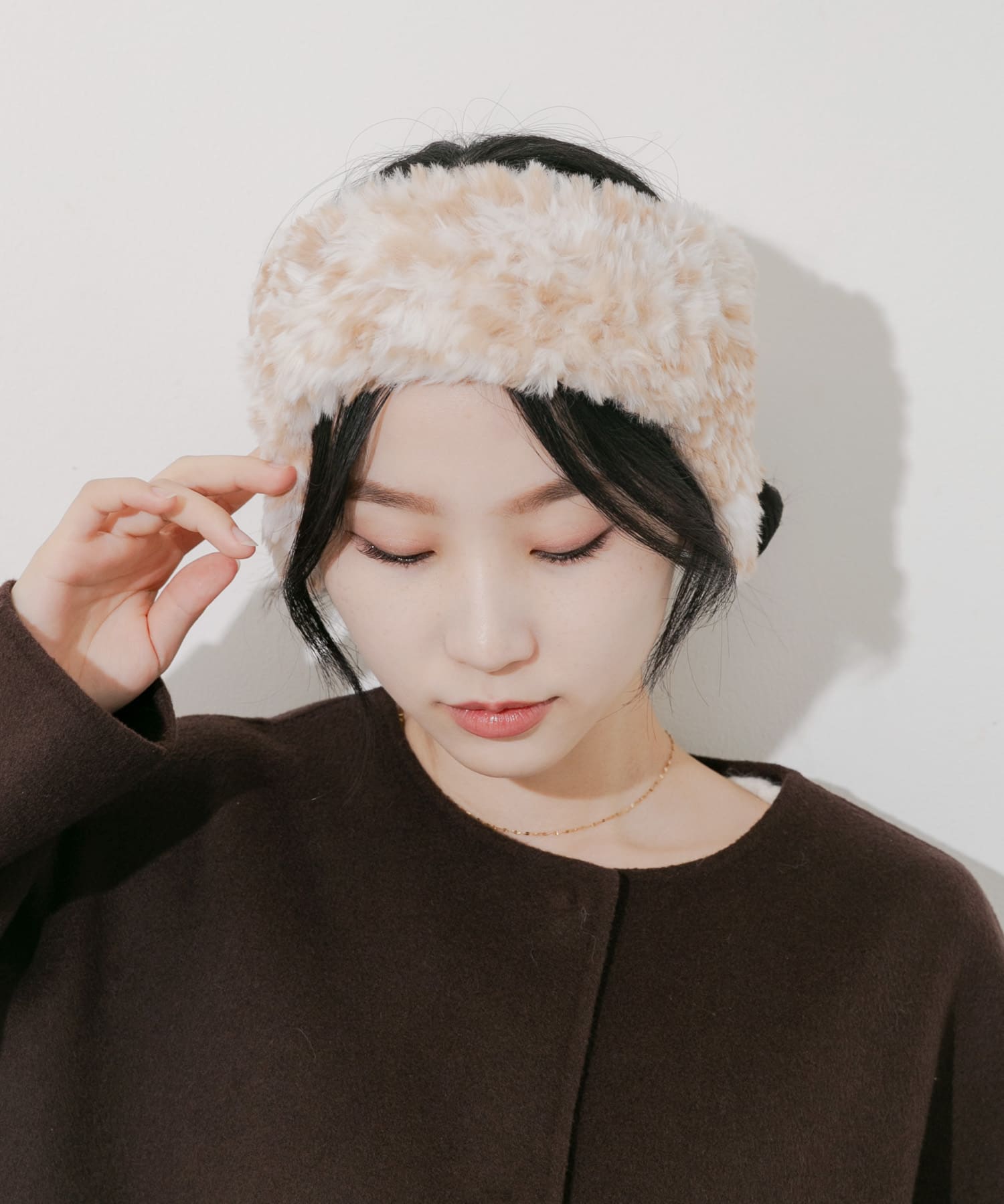 ファーフラップヘアバンド BEG -