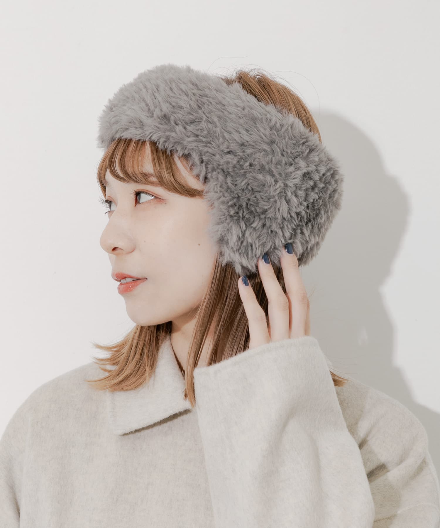 ファーフラップヘアバンド GRY -