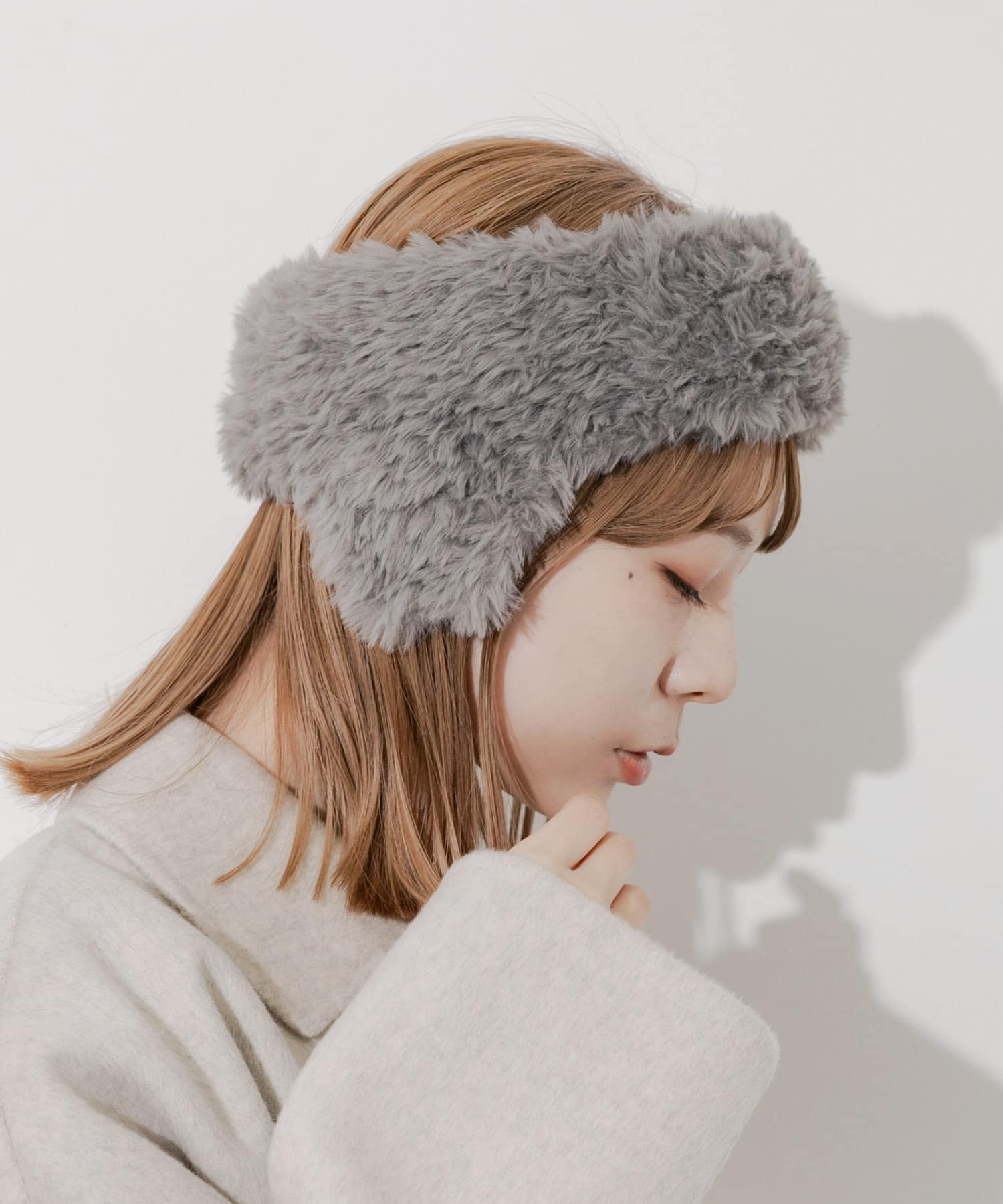 ファーフラップヘアバンド GRY -