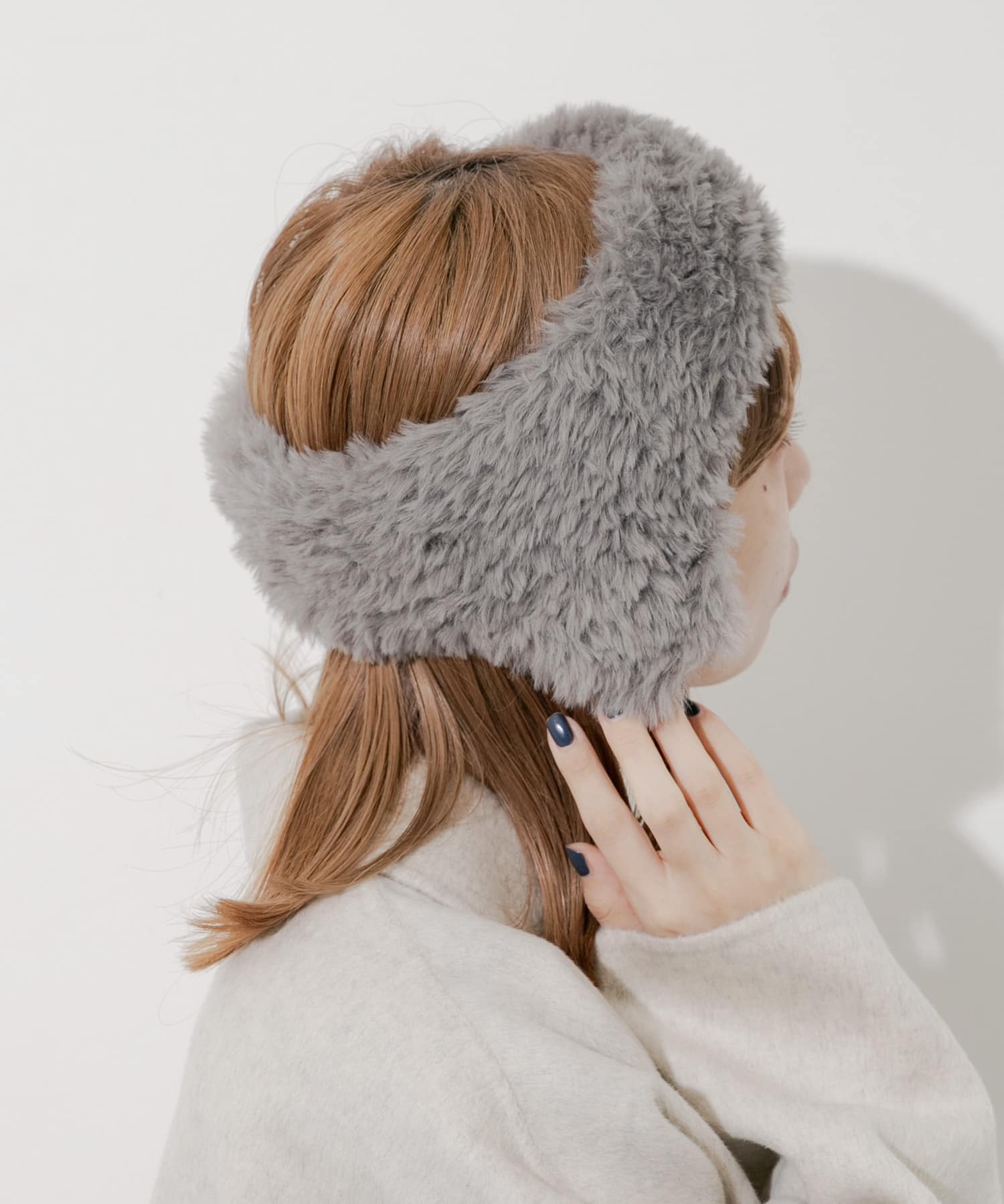 ファーフラップヘアバンド GRY -