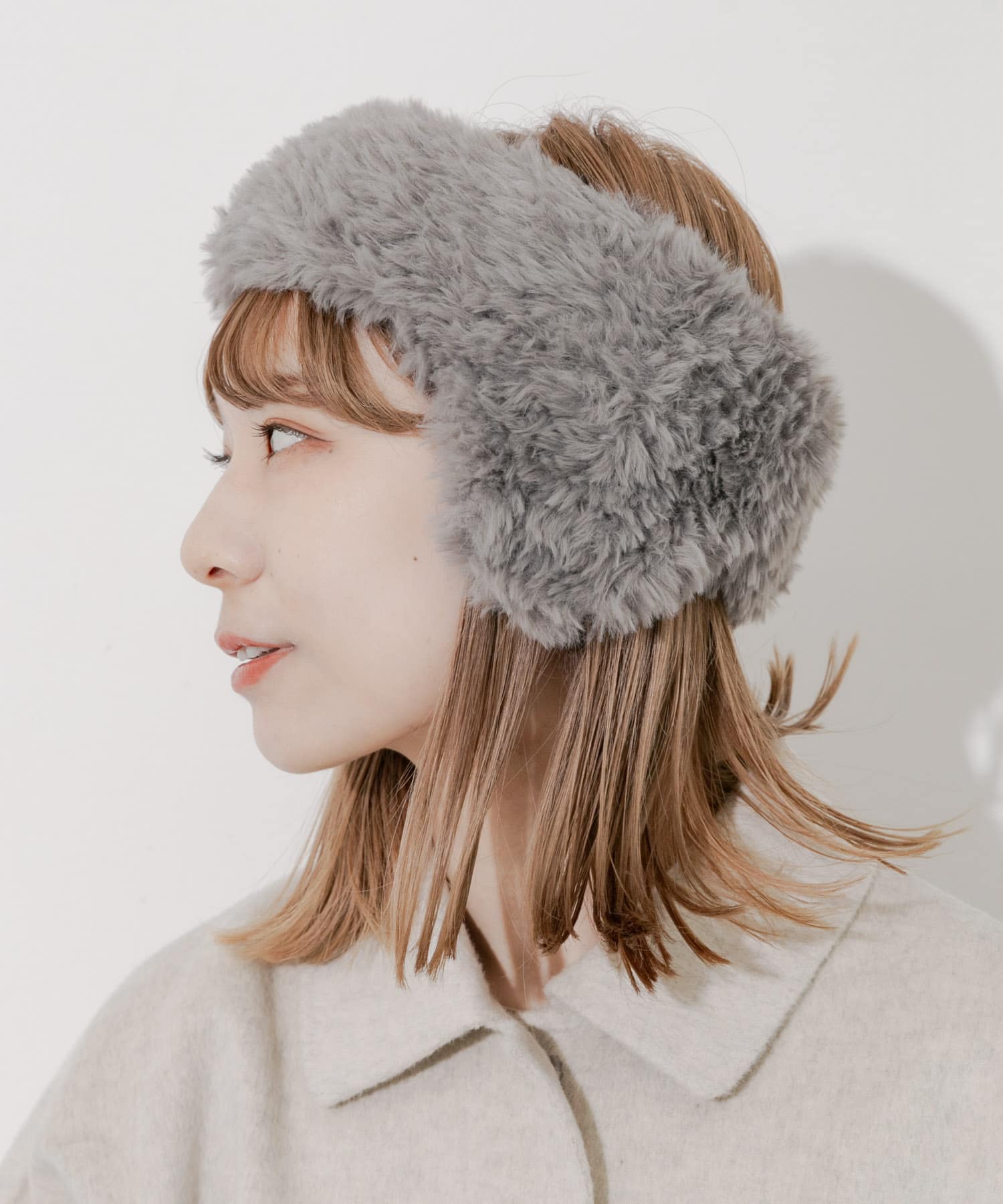 ファーフラップヘアバンド GRY -