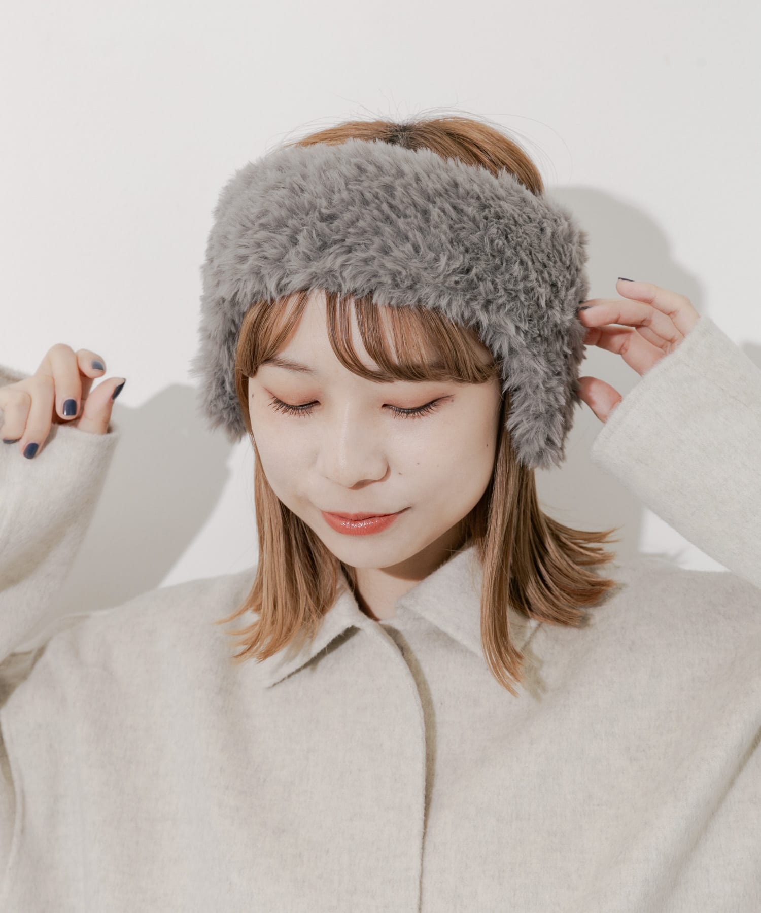 ファーフラップヘアバンド GRY -