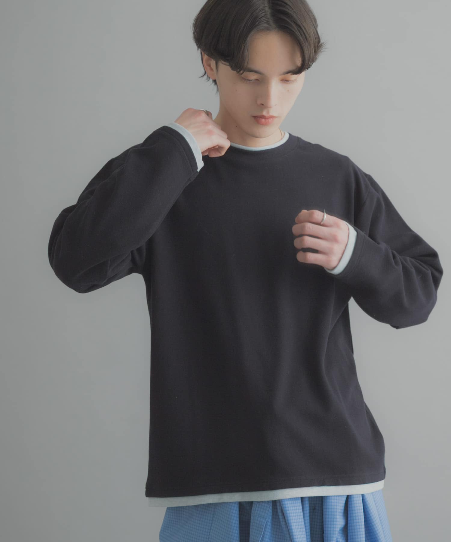 フェイクレイヤードロングTシャツ