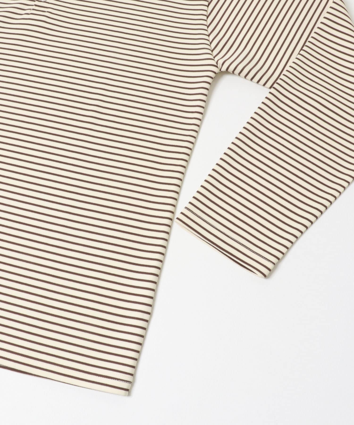 ボーダーヘンリーネックロングTシャツ IVO×BRN M