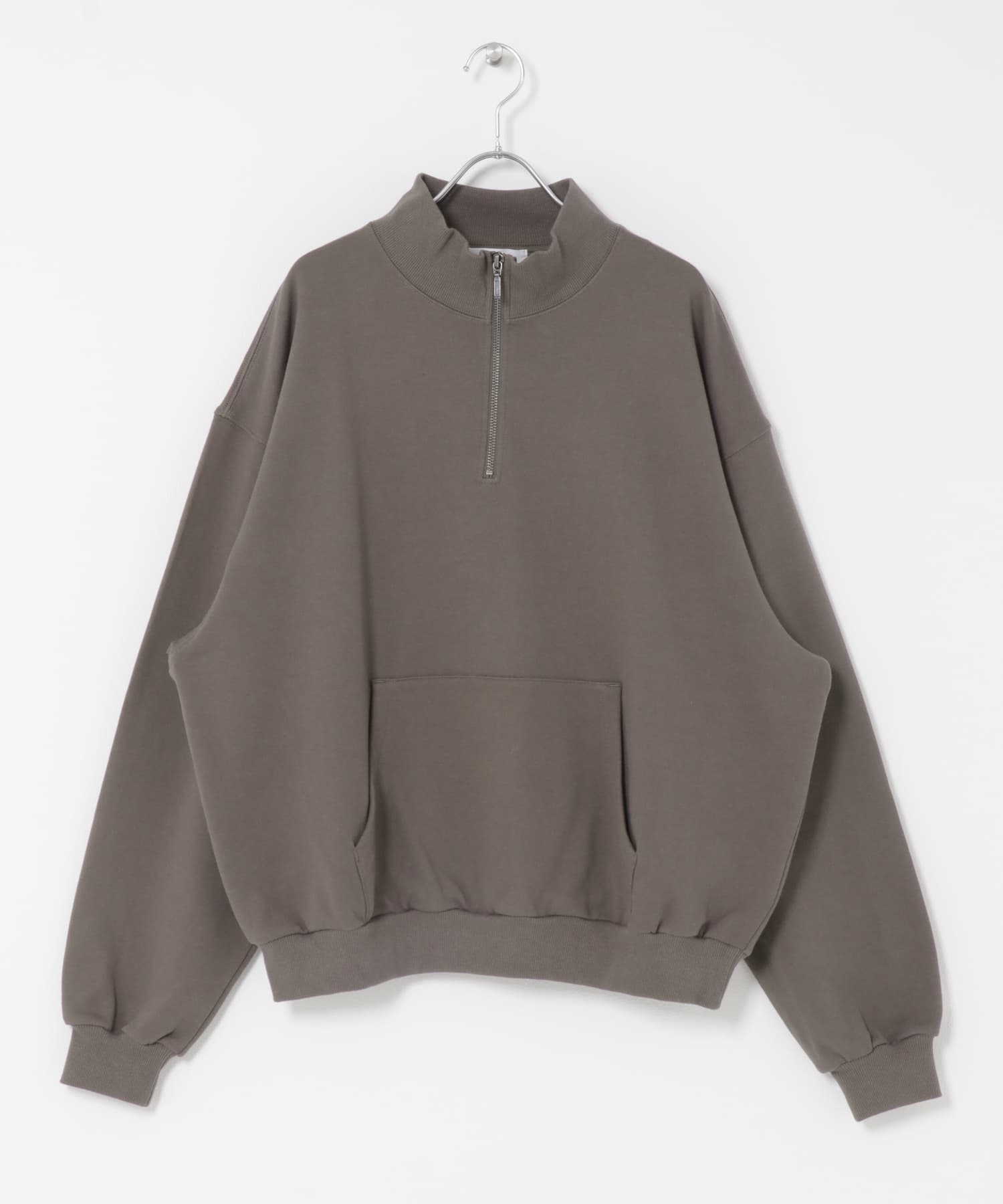 『洗濯可/撥水/防花粉』SKIN Proofハーフジップスウェット BROWN M