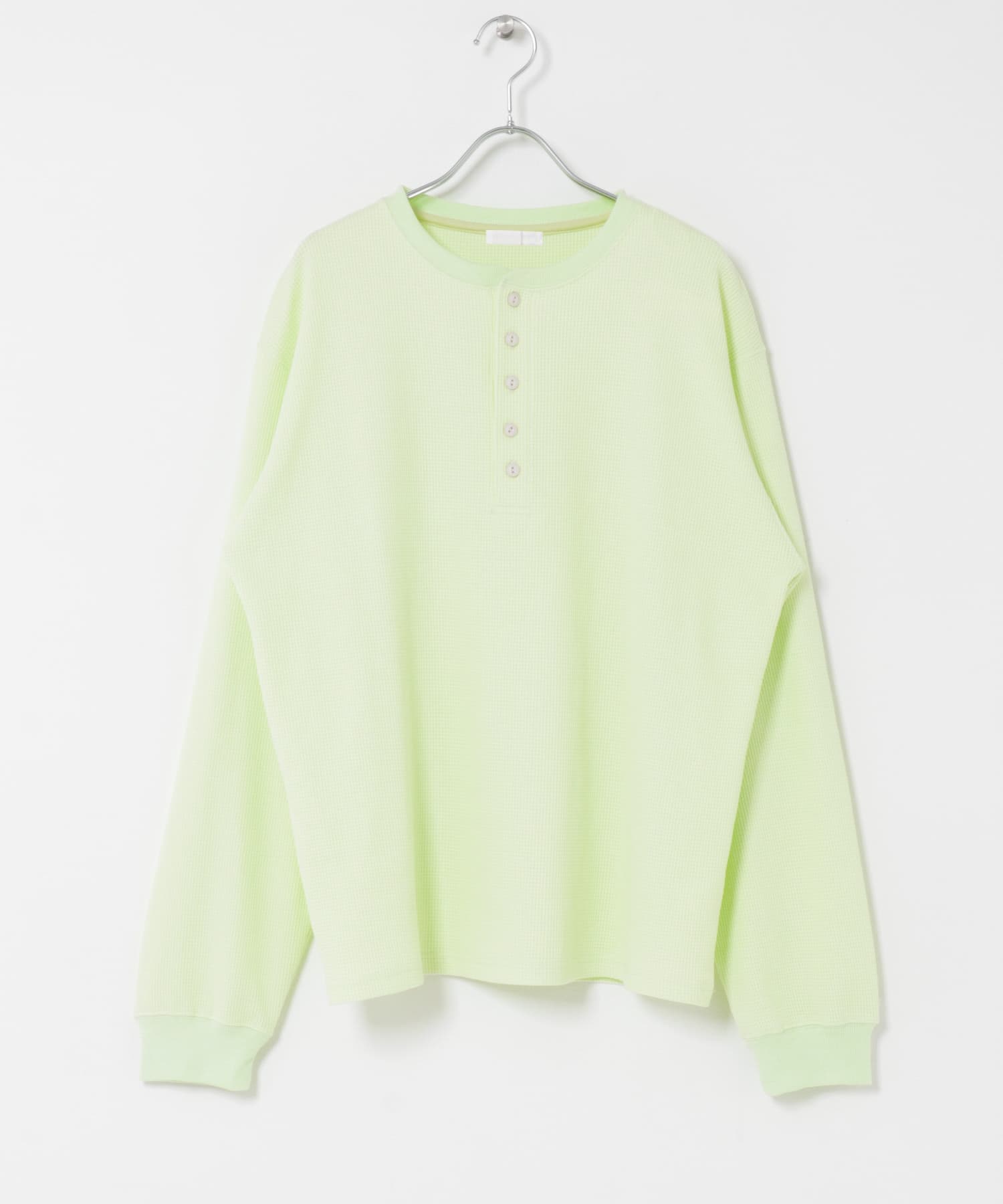 ワッフルヘンリーネックロングTシャツ(M MINT): トップス｜URBAN