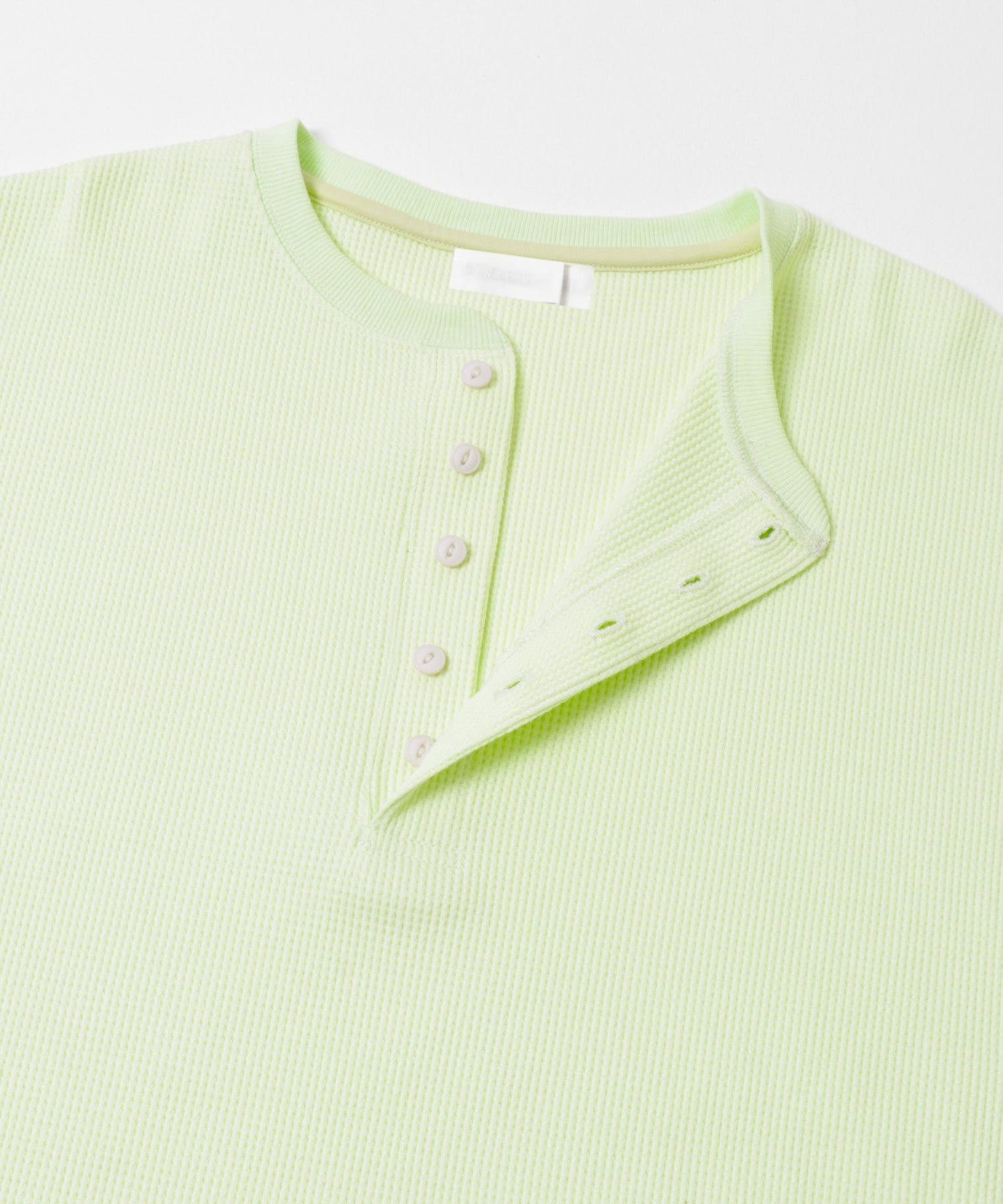 ワッフルヘンリーネックロングTシャツ MINT M