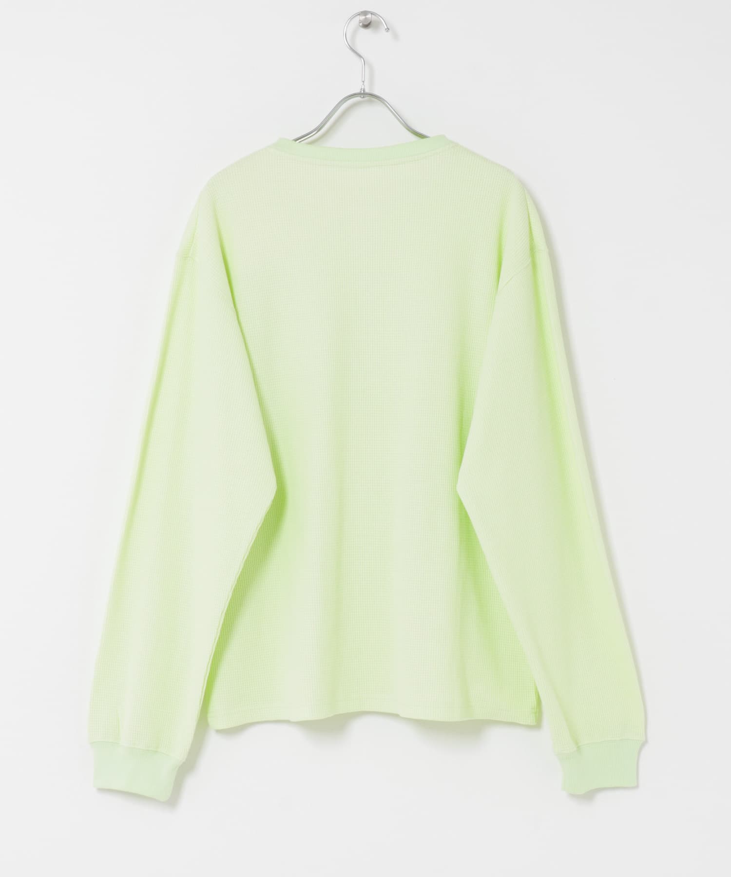 ワッフルヘンリーネックロングTシャツ MINT M