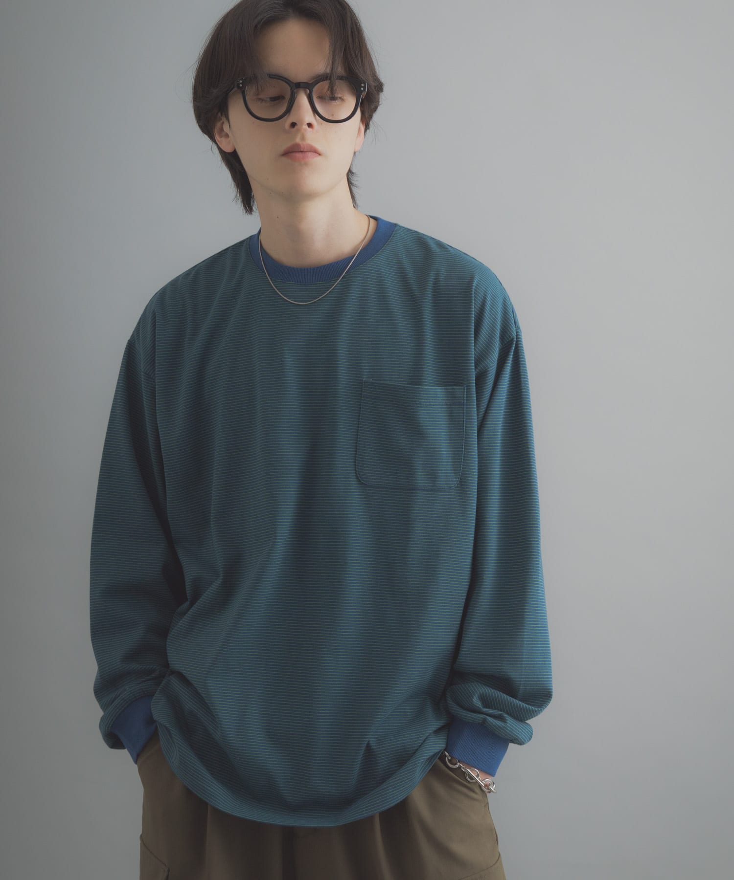 ピンボーダーロングスリーブTシャツ