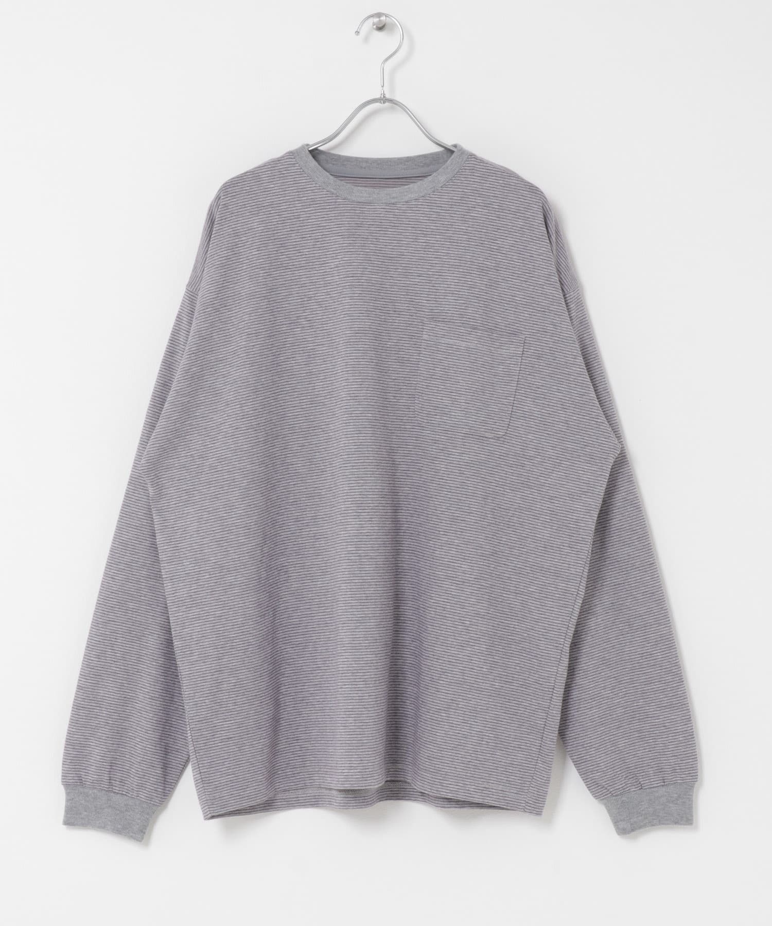 ピンボーダーロングスリーブTシャツ GRAY M