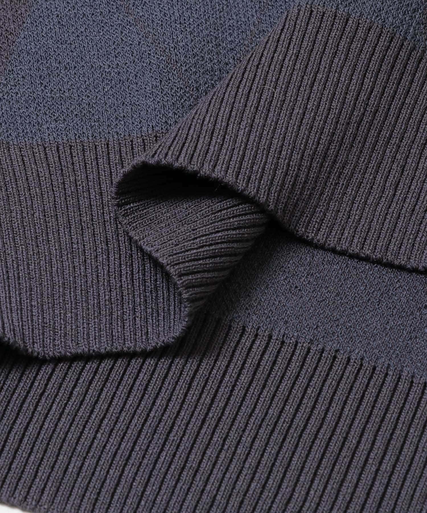 『洗濯可』アーガイルジップニットカーディガン NAVY M