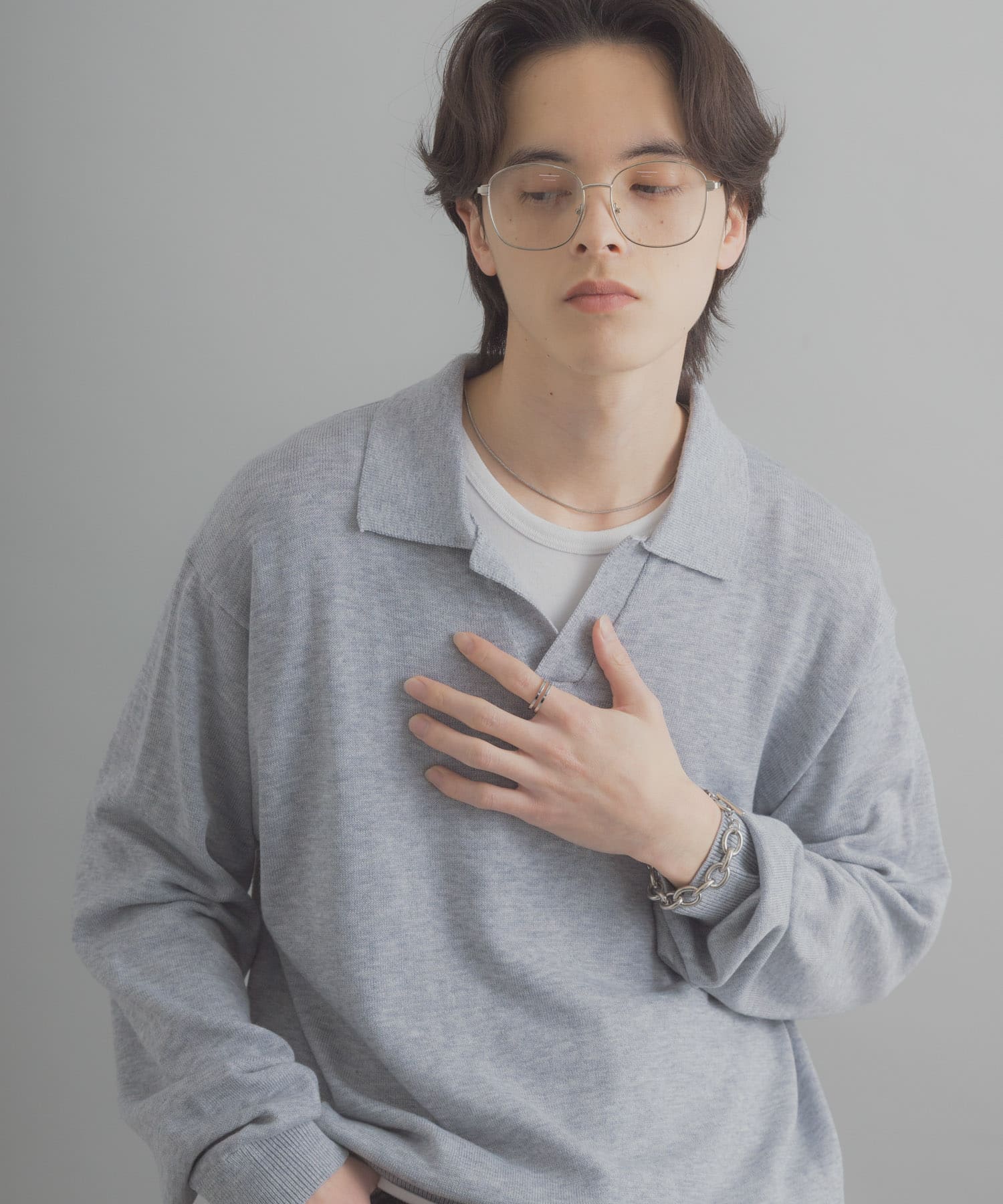 スキッパーロングスリーブニット