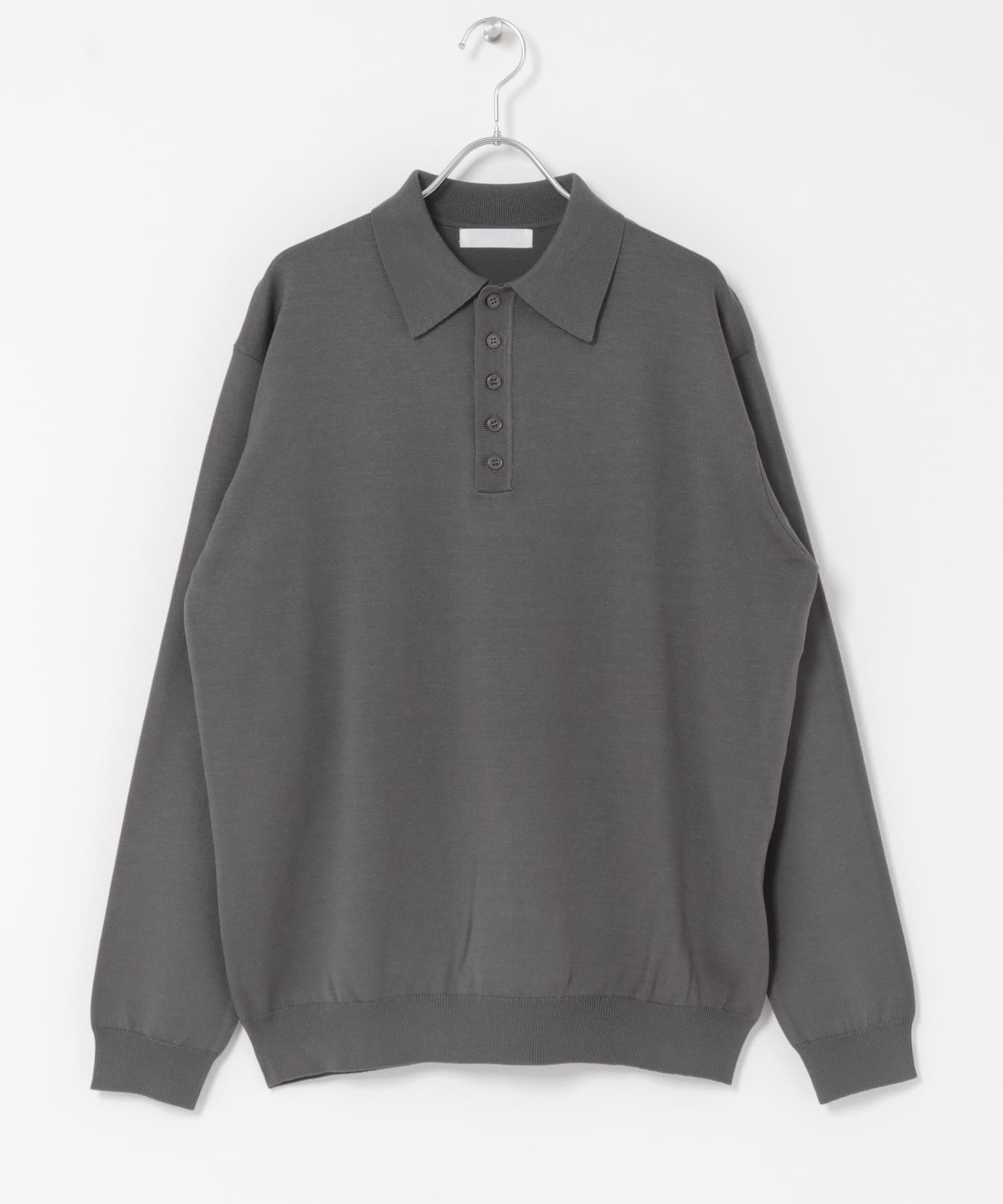 『洗濯可/防花粉』SKIN Proofニットポロシャツ CHARCOAL M
