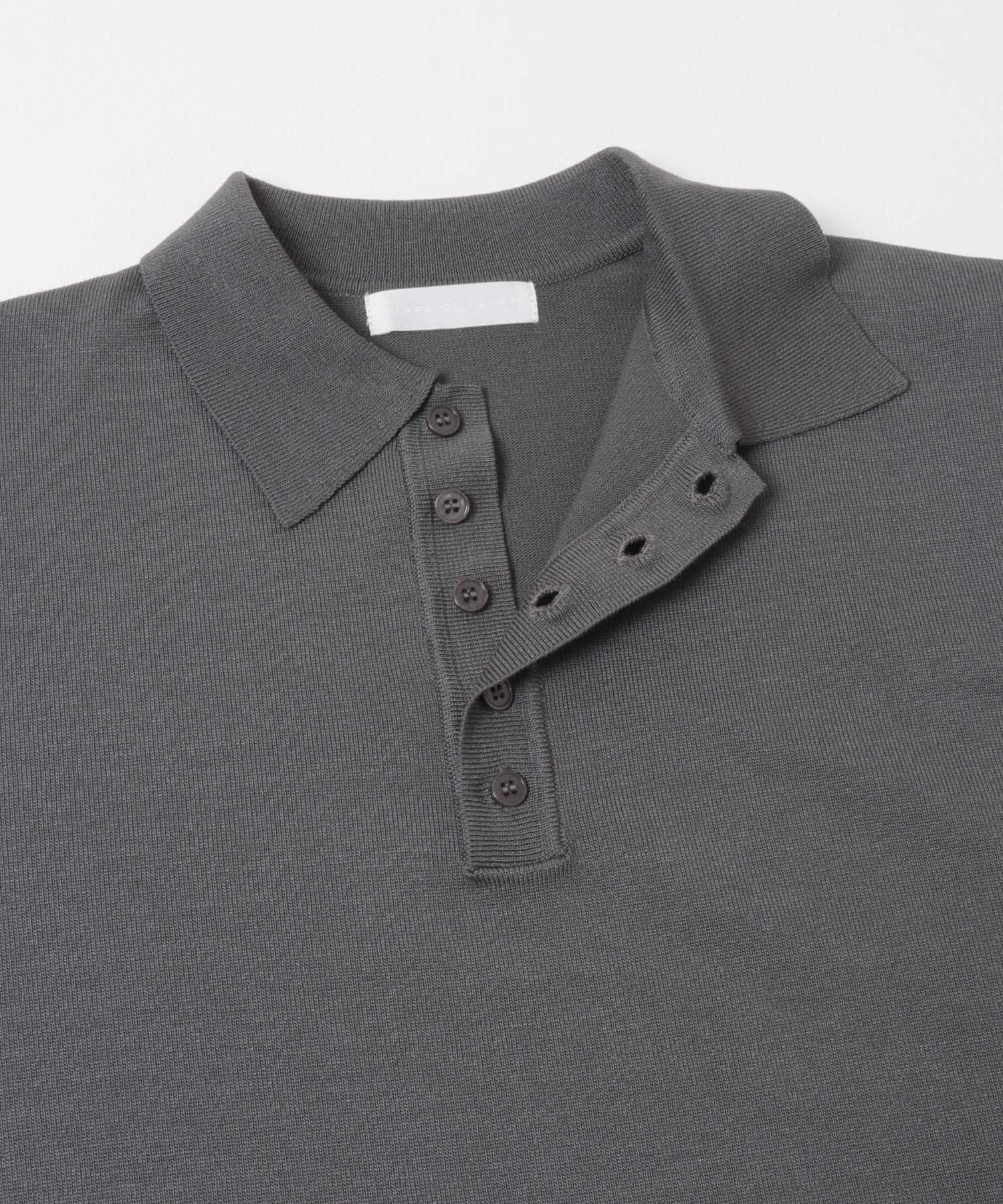 『洗濯可/防花粉』SKIN Proofニットポロシャツ CHARCOAL M