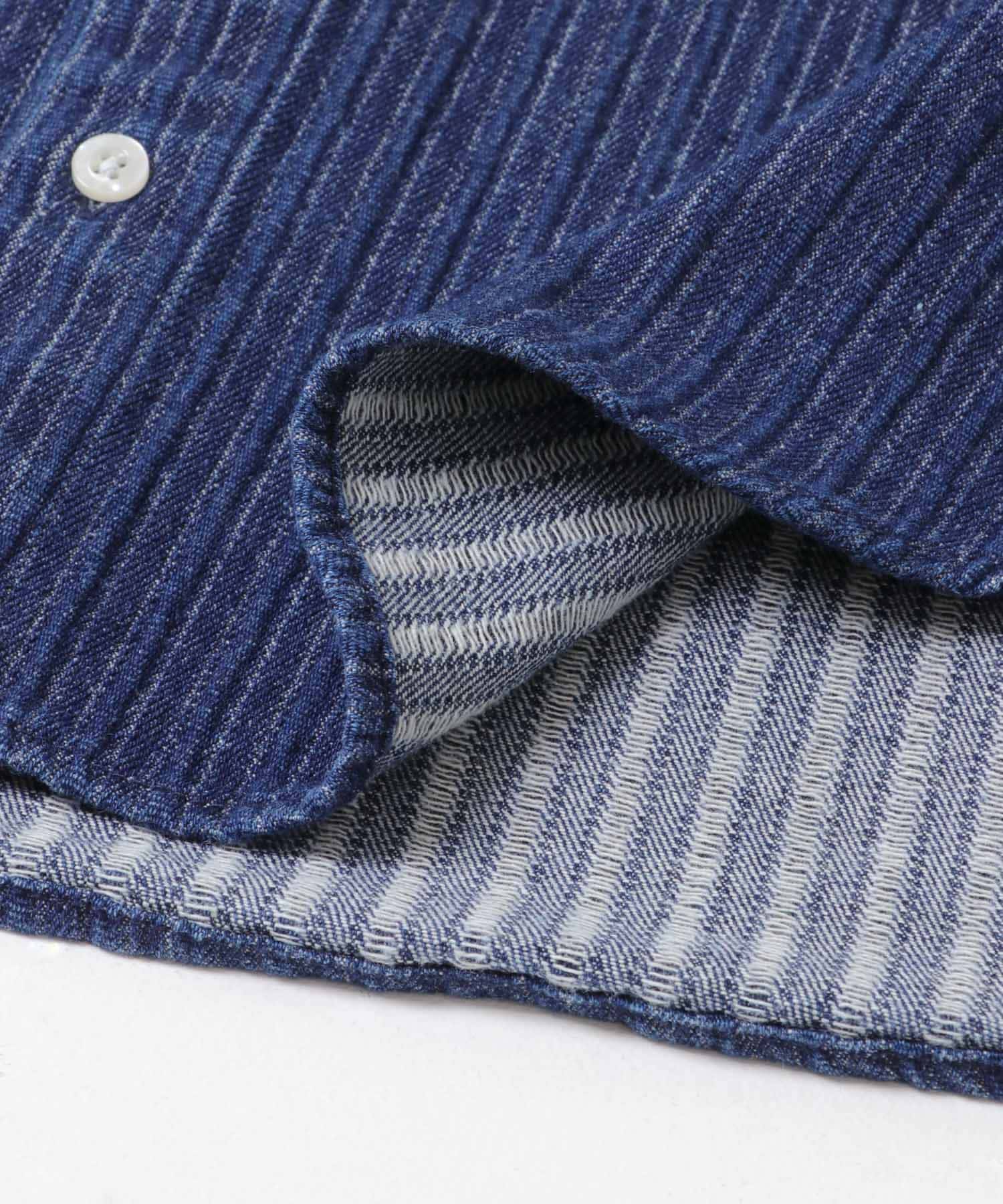 ジャガードデニムレギュラーカラーシャツ INDIGO M