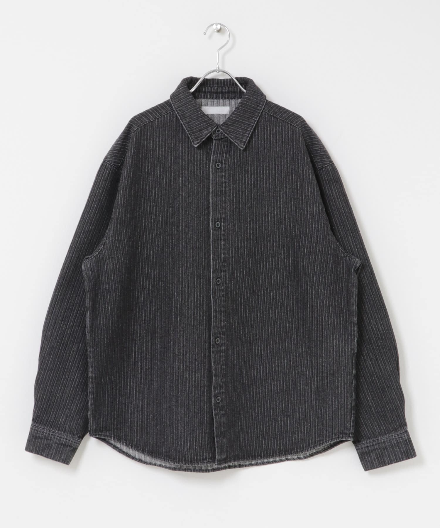 ジャガードデニムレギュラーカラーシャツ BLACK M