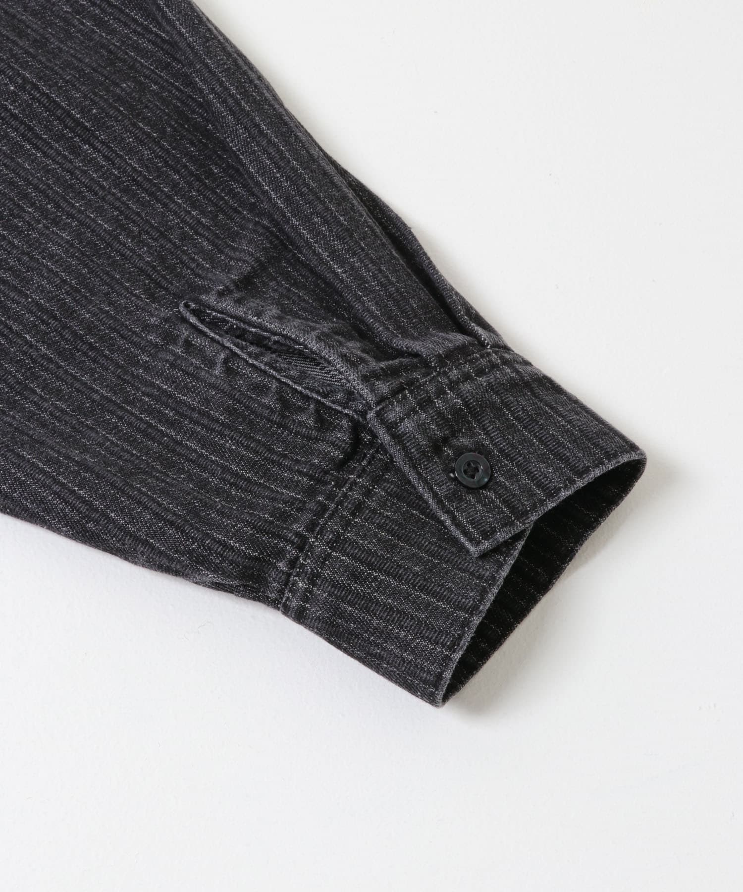 ジャガードデニムレギュラーカラーシャツ BLACK M