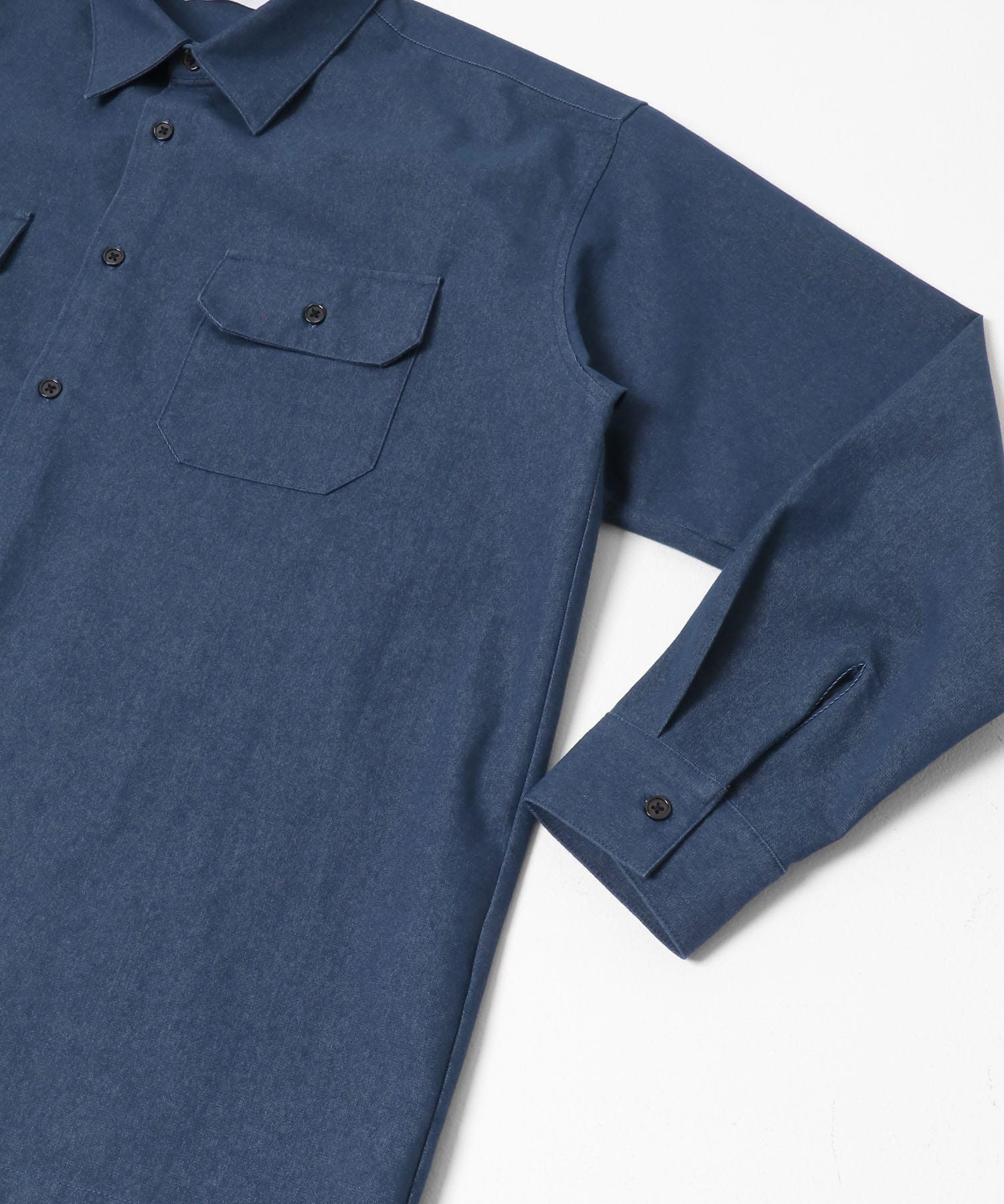 ダブルポケットカラーデニムシャツ D.INDIGO M
