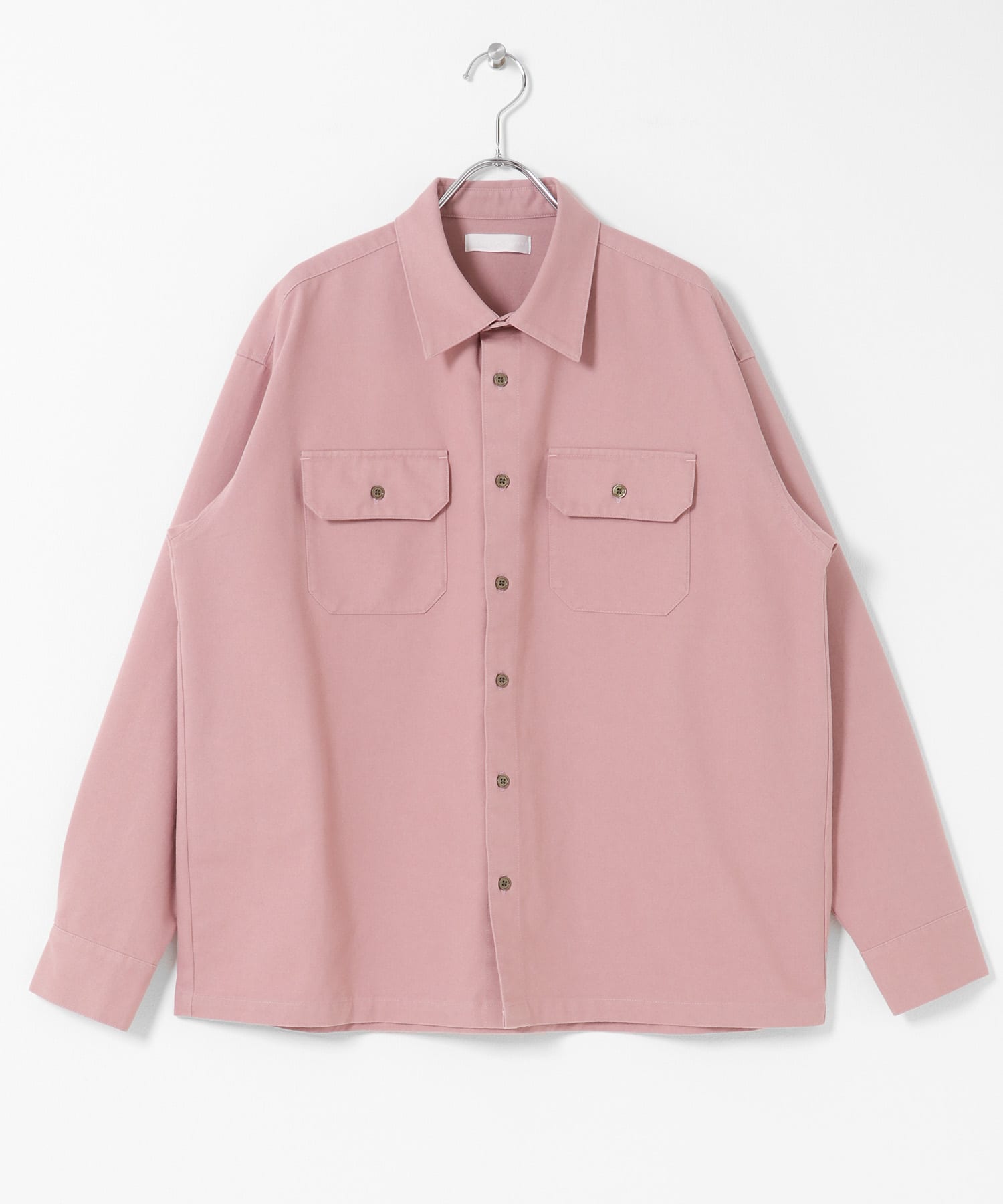 ダブルポケットカラーデニムシャツ PINK M