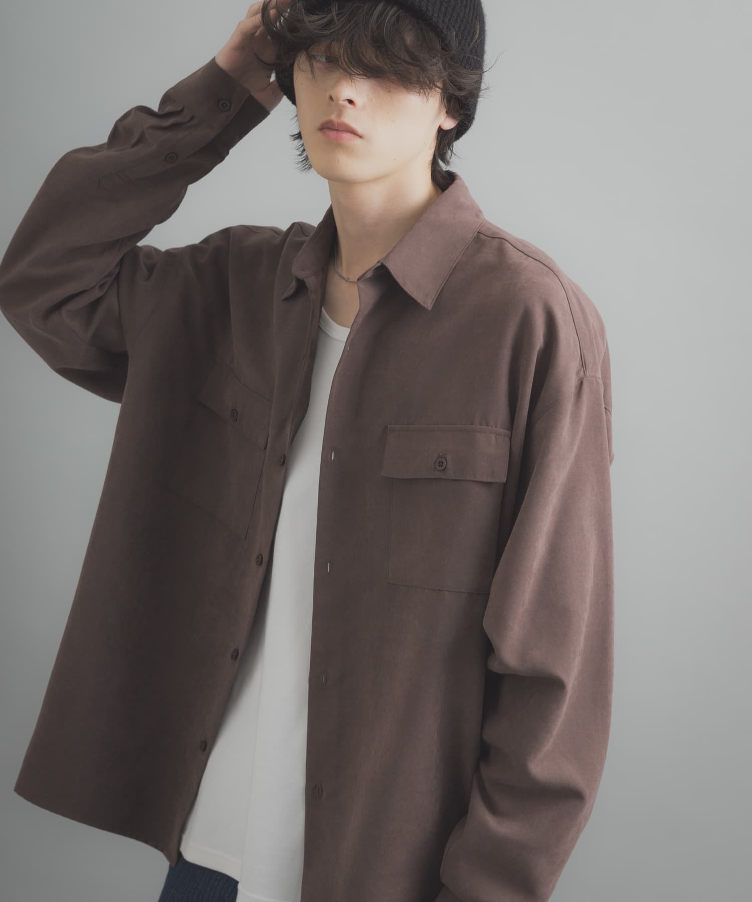 F/Sダブルポケットロングスリーブシャツ(M BROWN): トップス｜URBAN