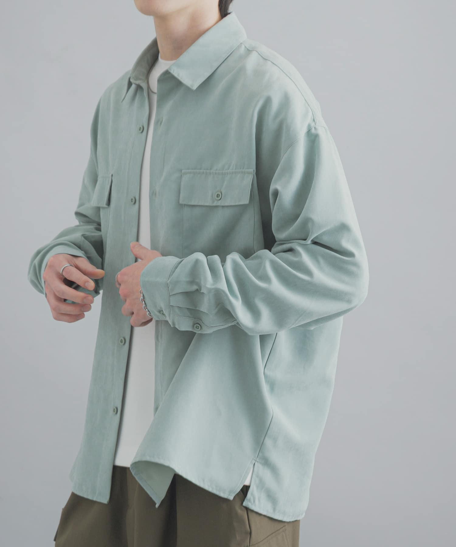 F/Sダブルポケットロングスリーブシャツ(M BROWN): トップス｜URBAN