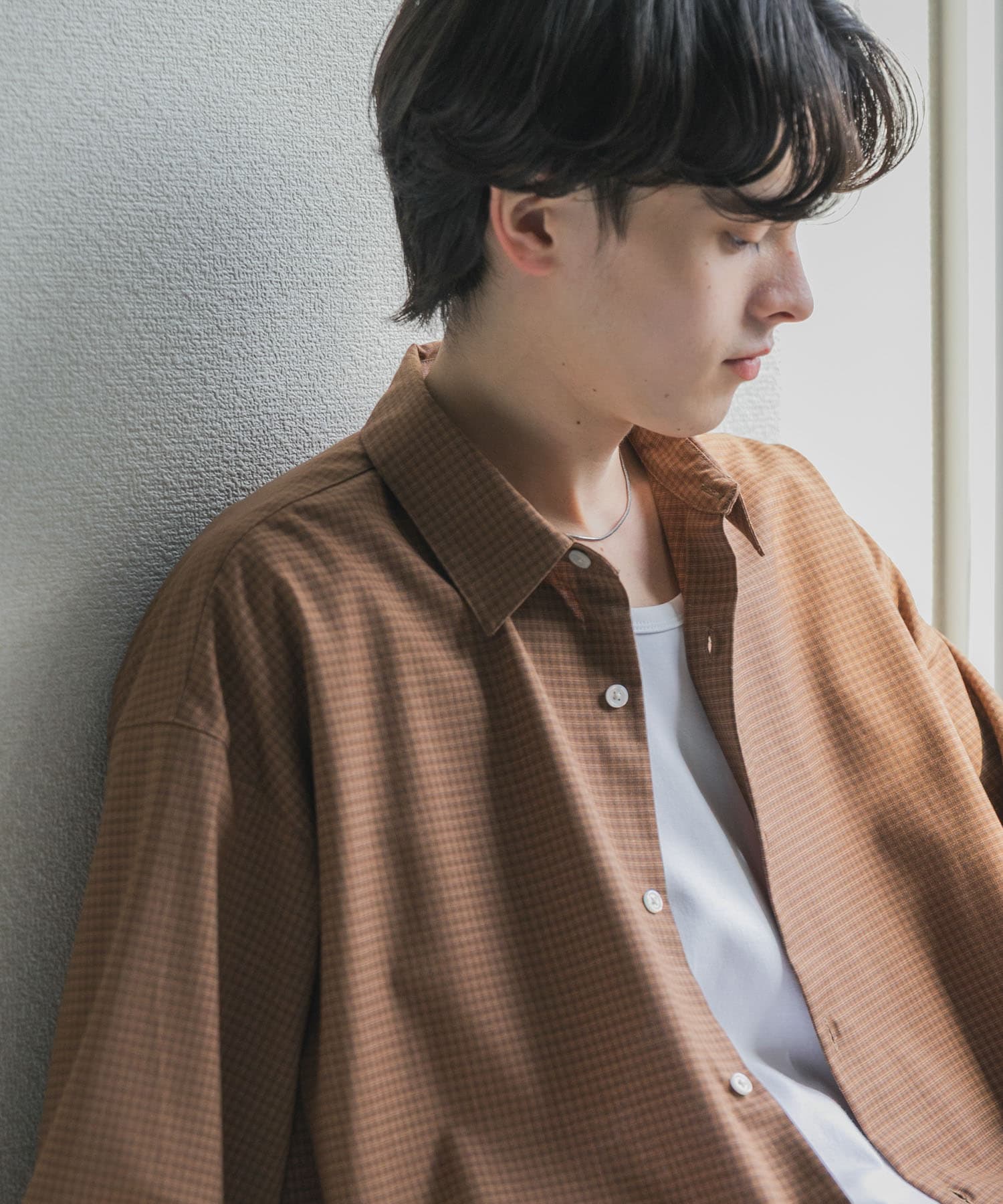マイクロチェックレギュラーカラーシャツ(M BROWN): トップス｜URBAN