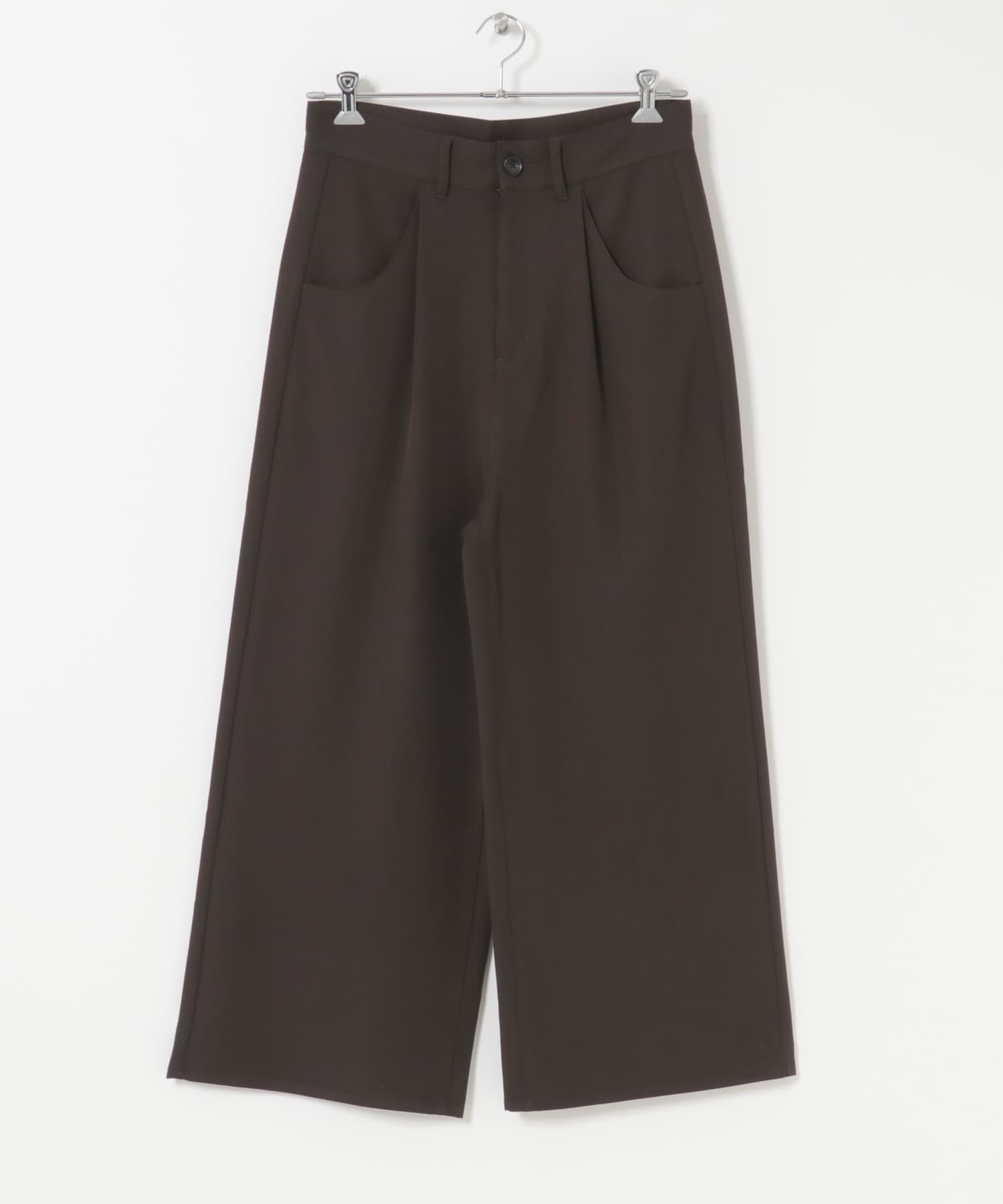 ラウンドポケットワンタックワイドスラックス BROWN M