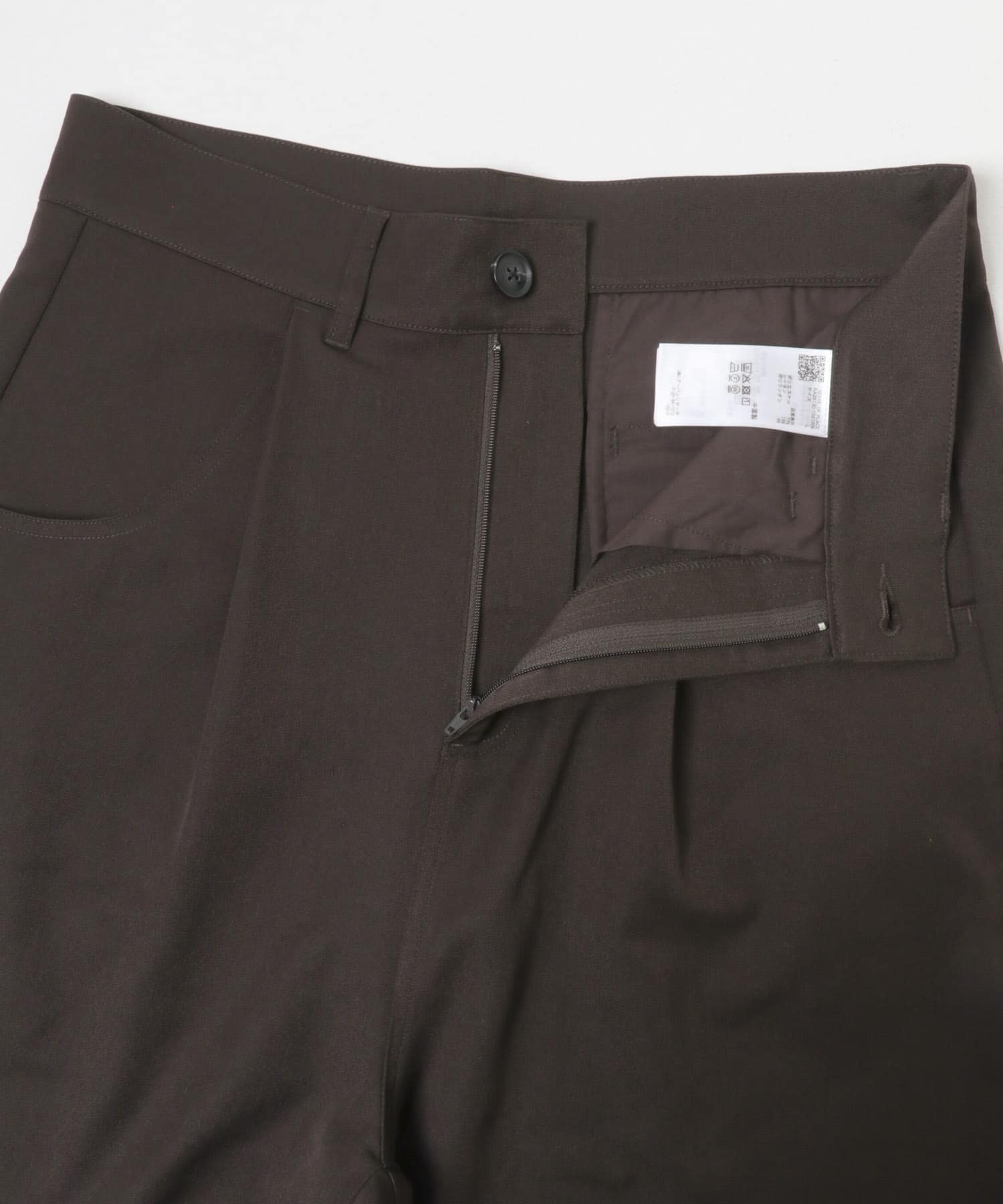ラウンドポケットワンタックワイドスラックス BROWN M