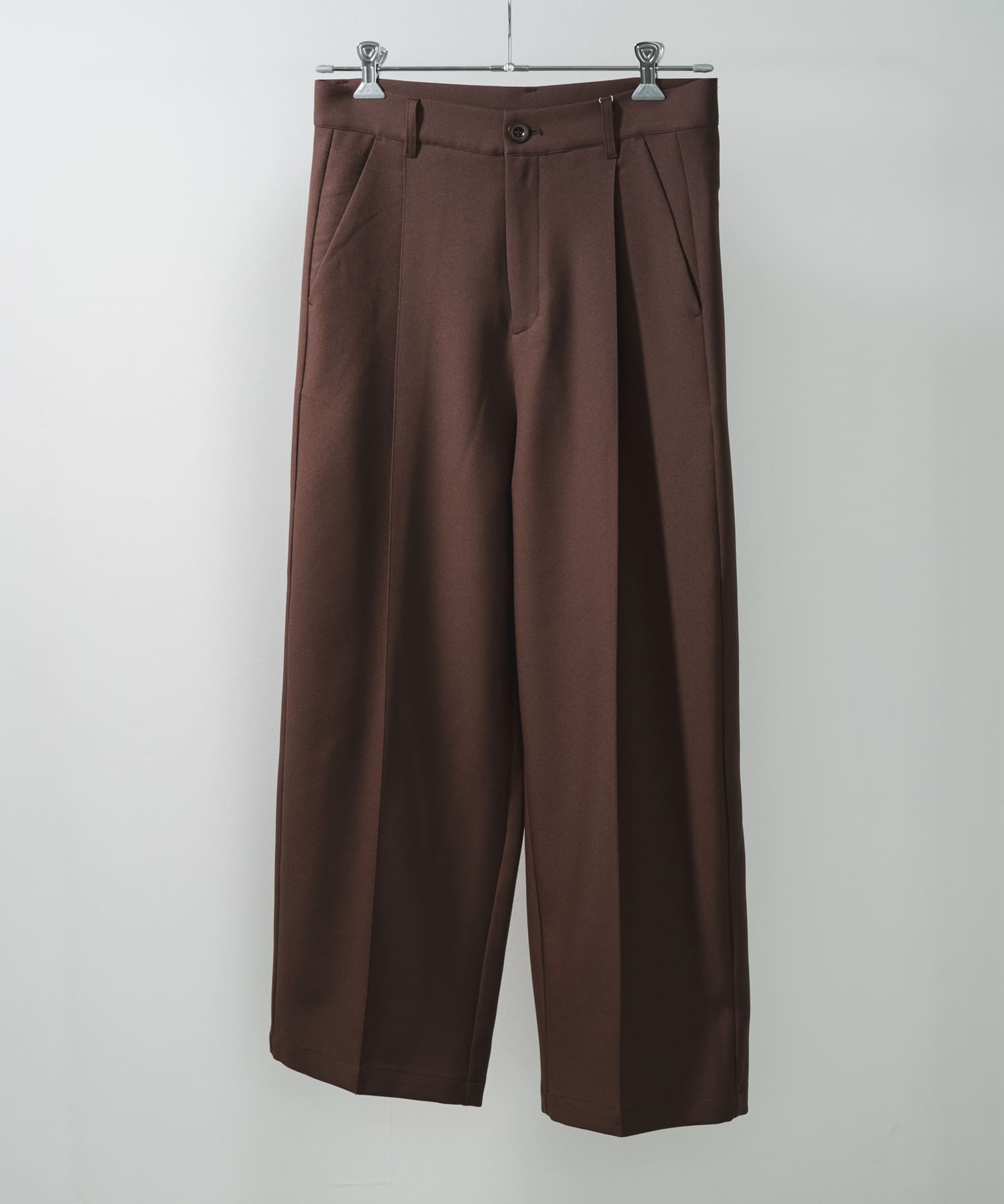 『撥水/防花粉』SKIN Proofタックワイドパンツ BROWN L