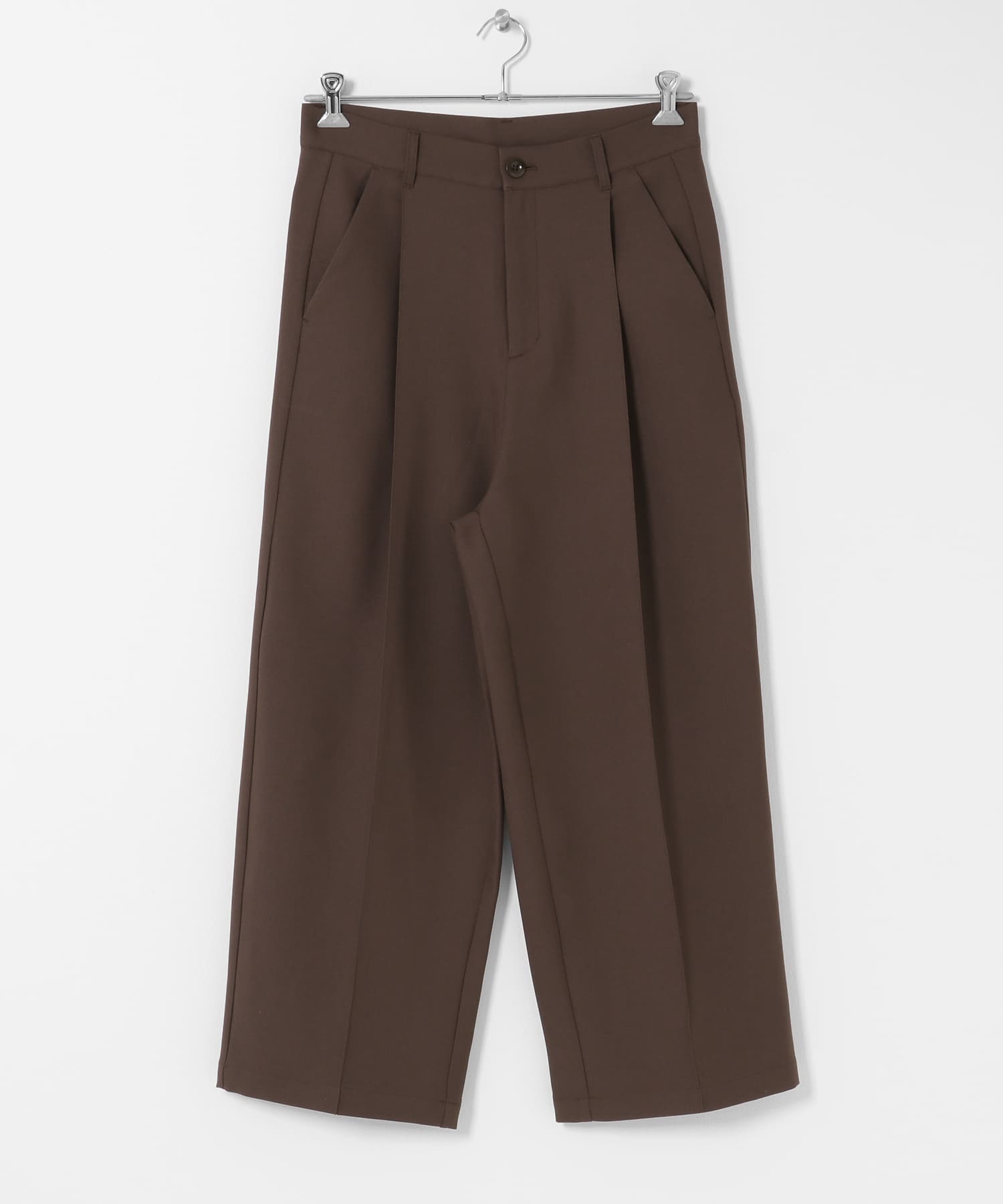 『撥水/防花粉』SKIN Proofタックワイドパンツ BROWN M