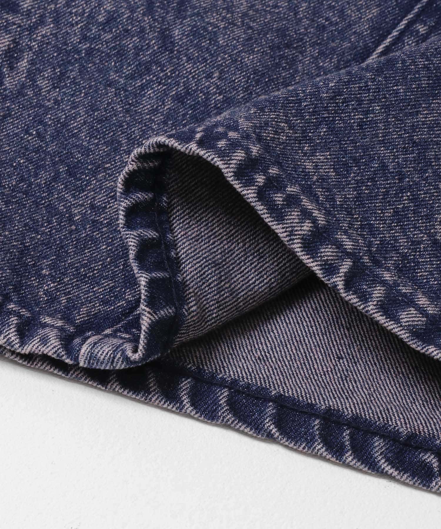 『ユニセックス』ケミカルバギーワイドデニムパンツ NAVY M