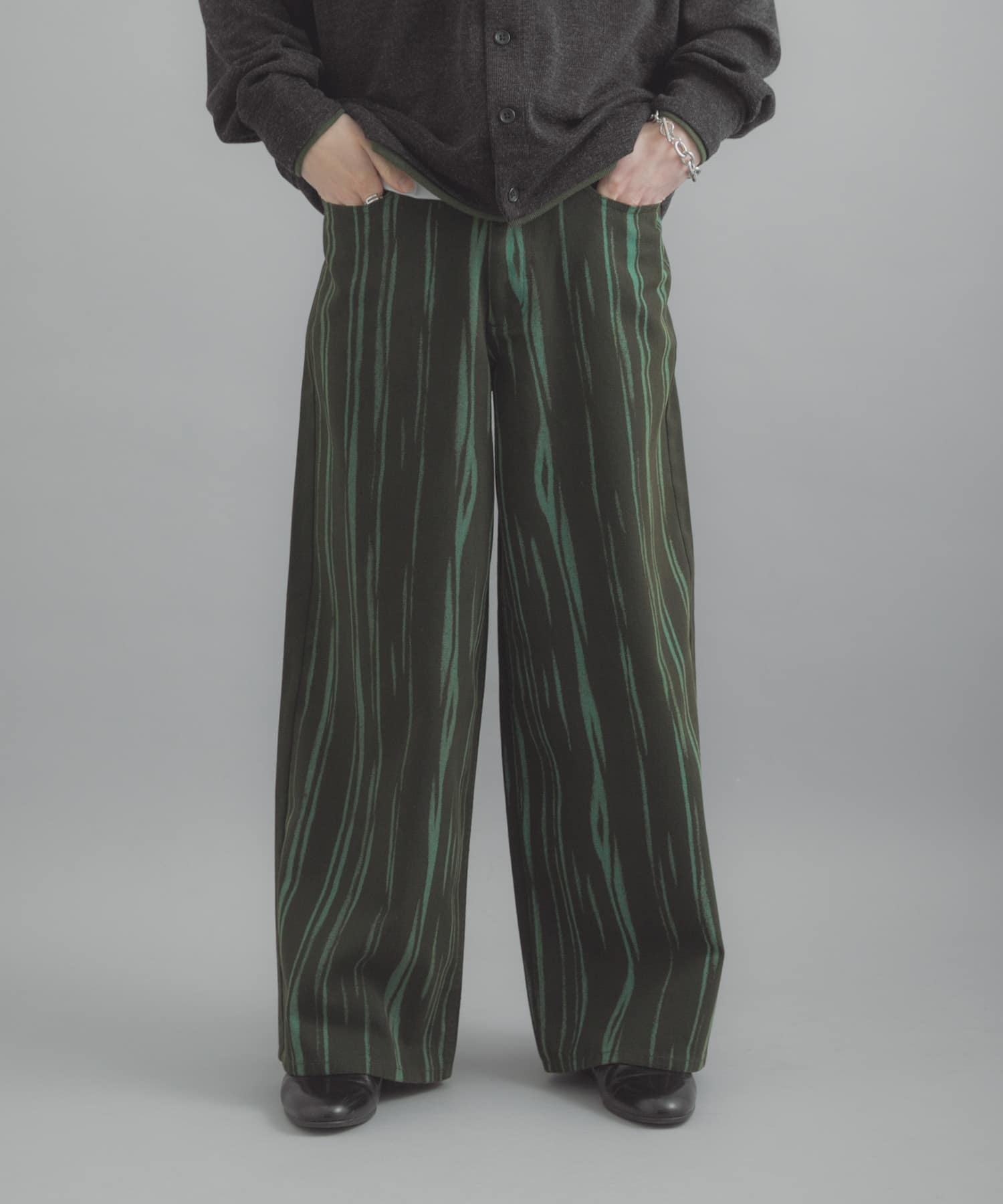 マーブルプリントワイドデニム