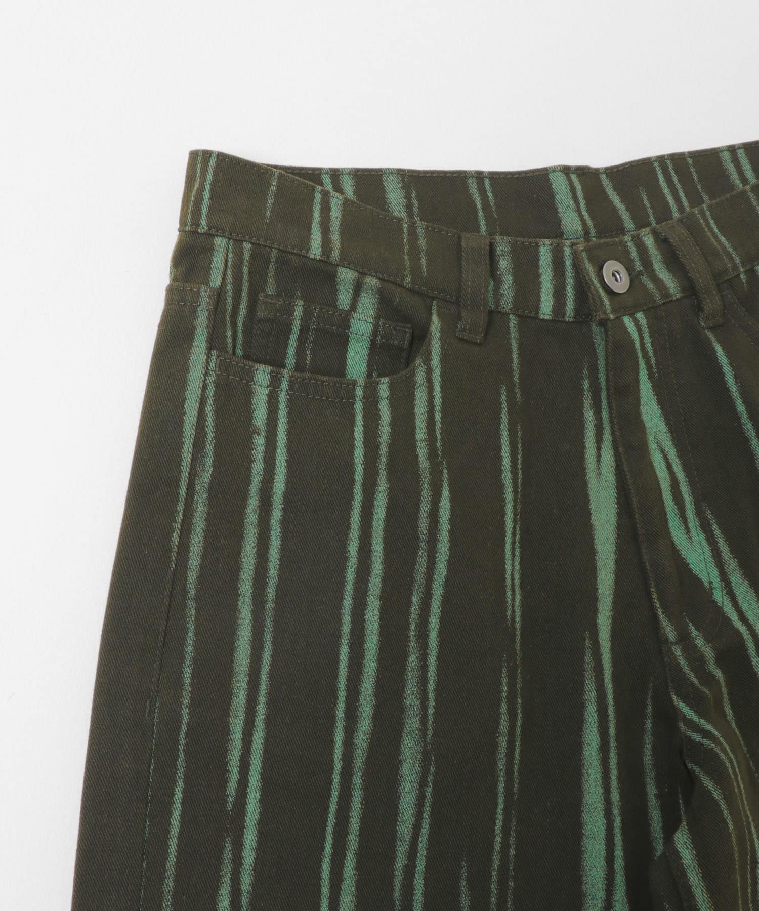 マーブルプリントワイドデニム OLIVE M