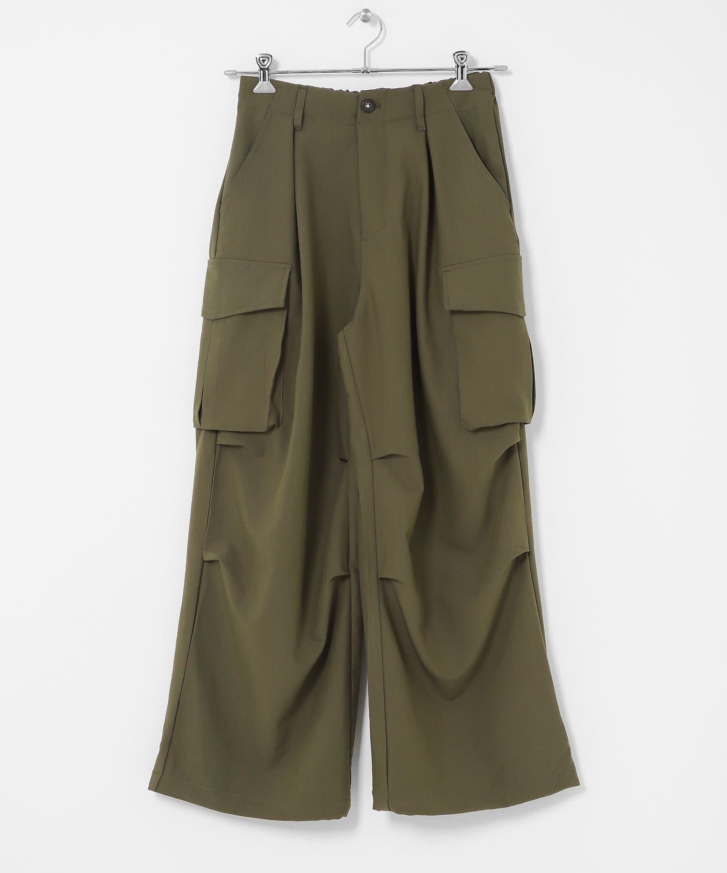 『ユニセックス』ワイドカーゴパンツ OLIVE XS