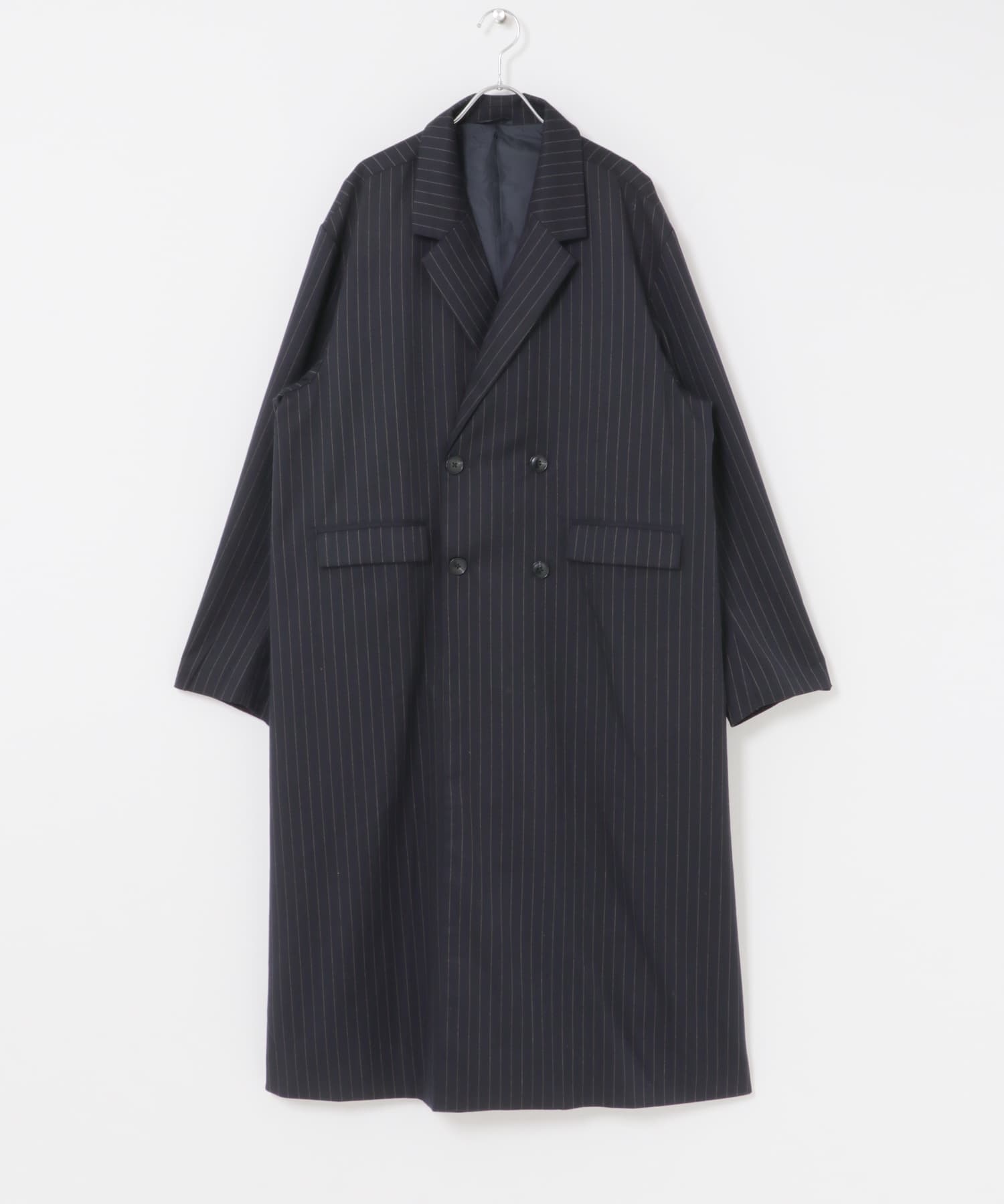 ダブルブレストロングコート NAVY ST M
