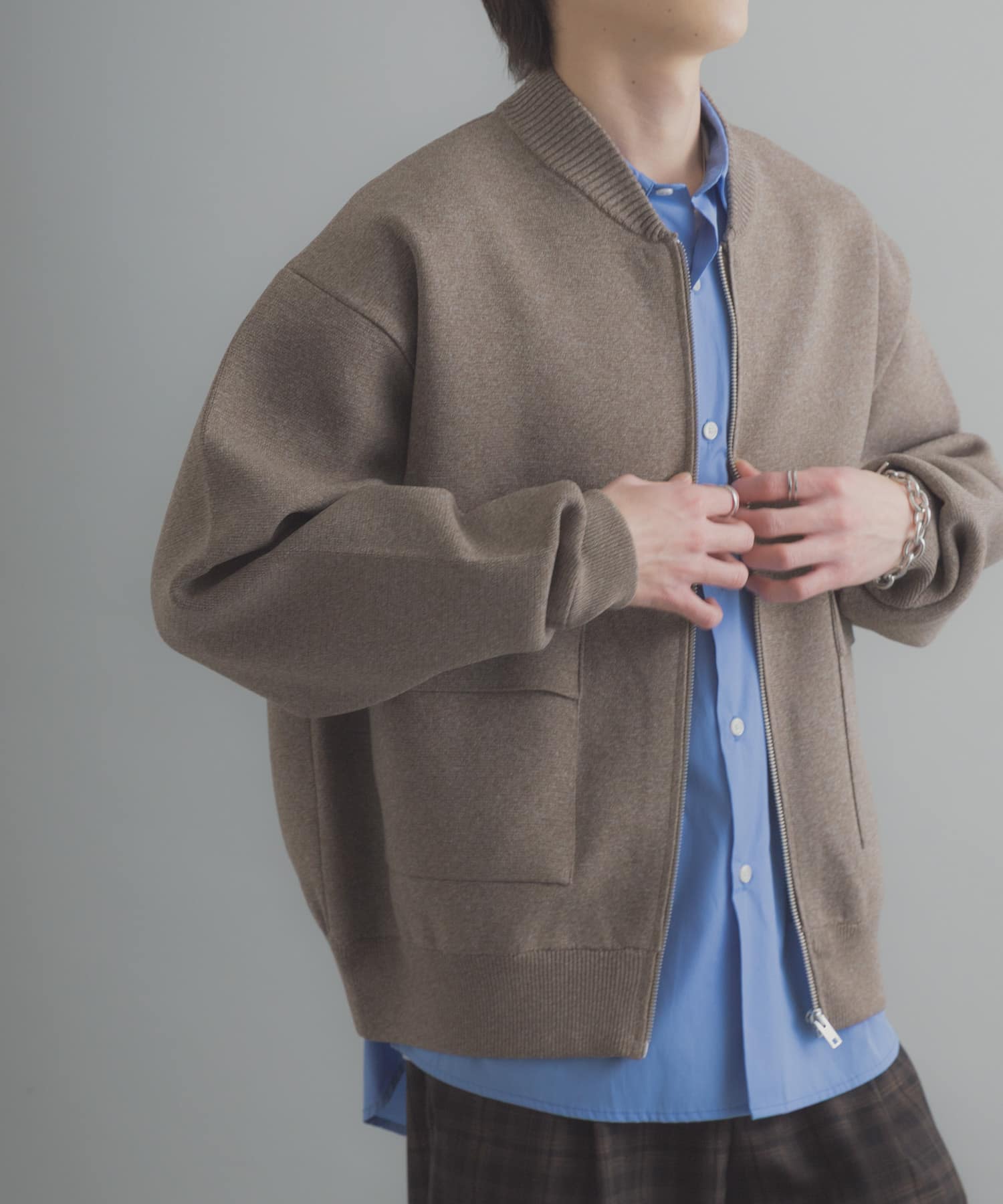 洗濯可』ダブルポケットニットブルゾン(M BLACK): アウター｜URBAN