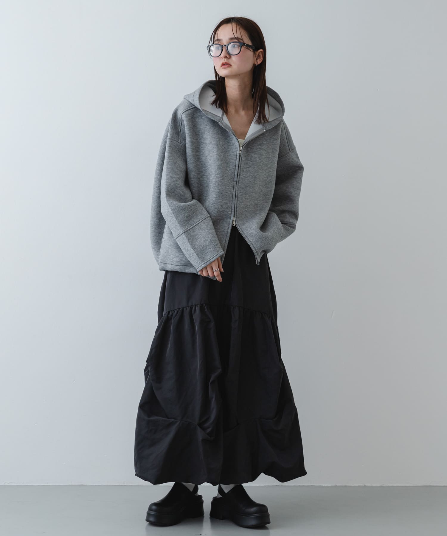 コクーンスリーブZIPパーカー GRAY One