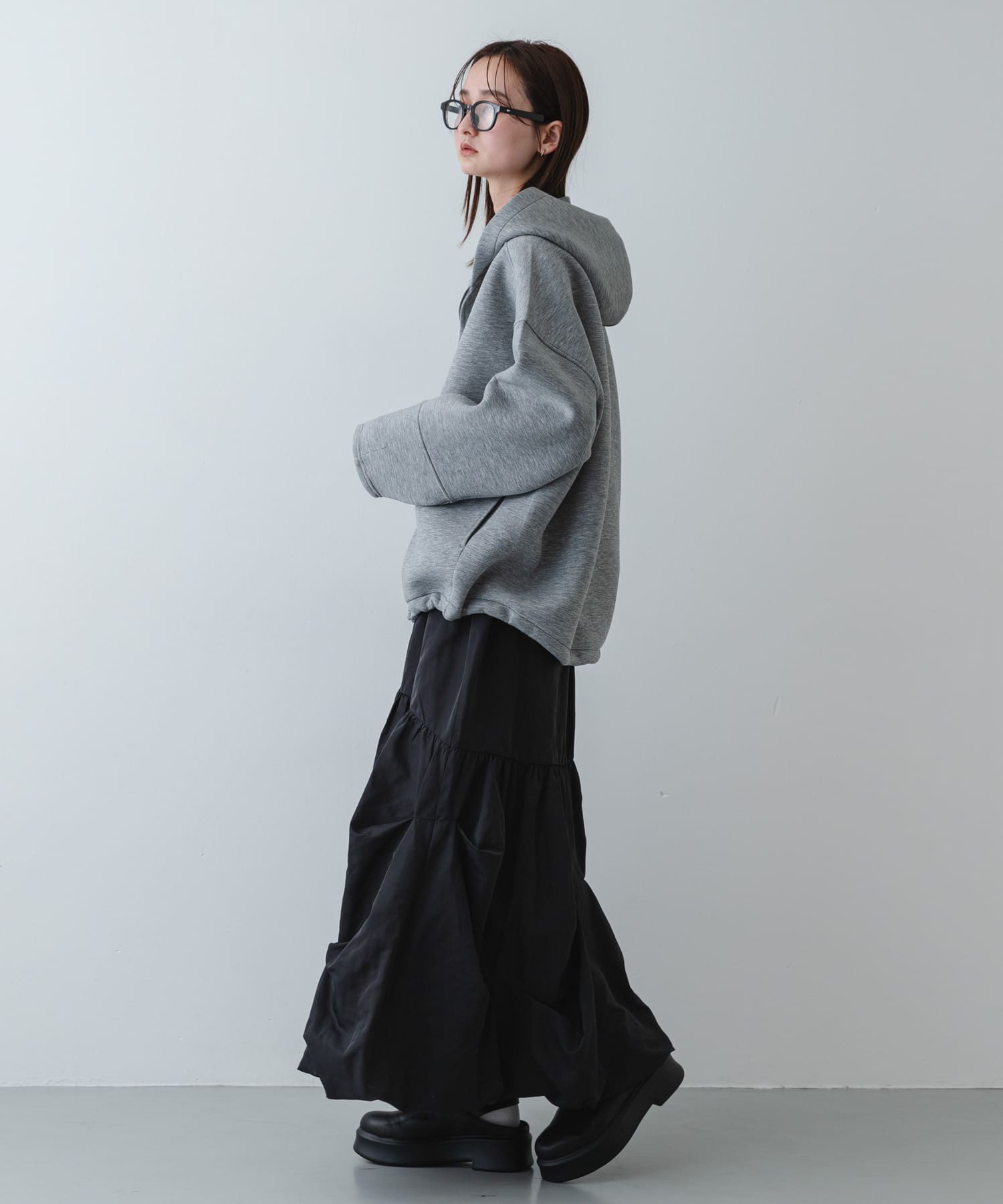 コクーンスリーブZIPパーカー GRAY One