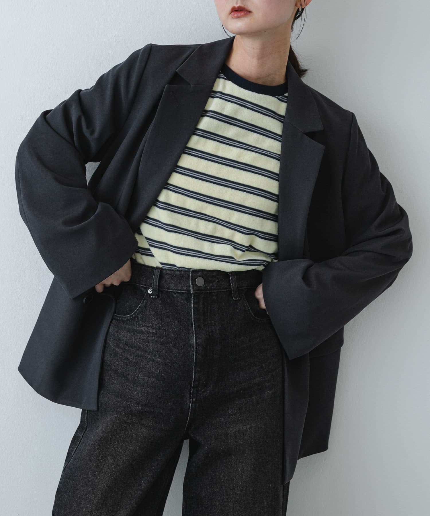 ベロアボーダーTシャツ