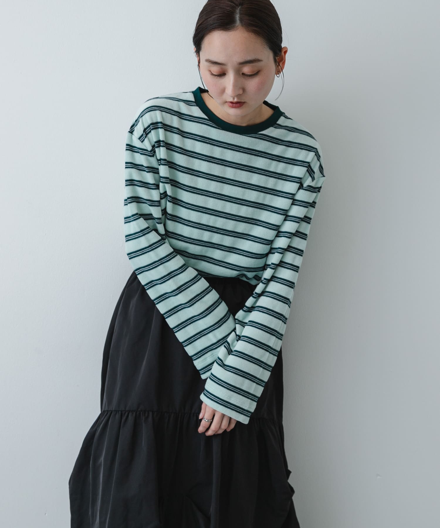 ベロアボーダーTシャツ