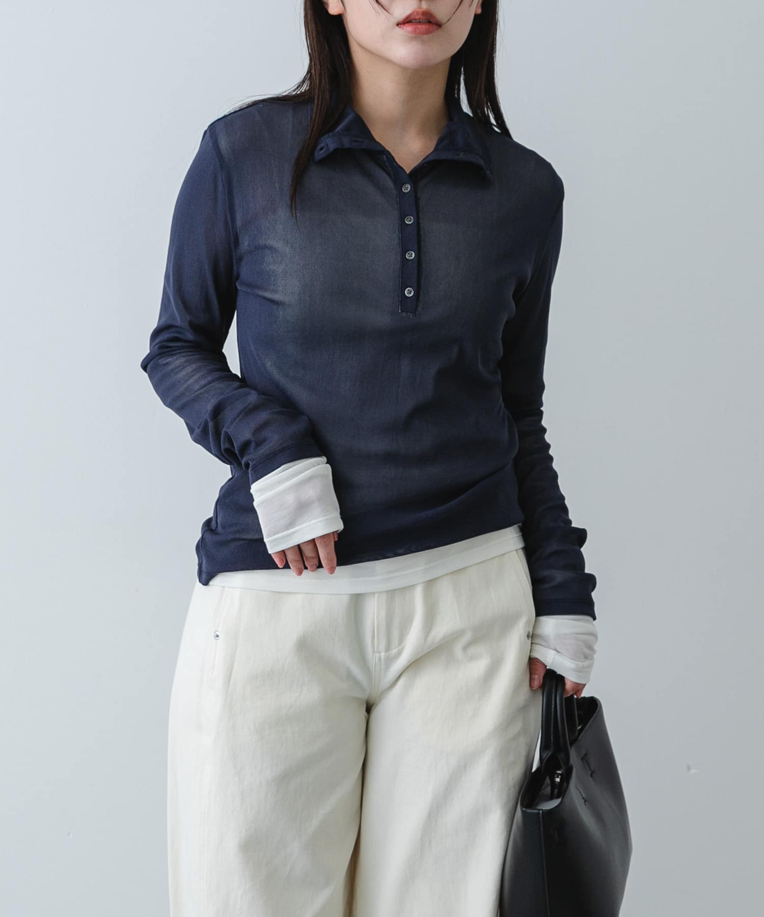 シアーレイヤードカットポロシャツ