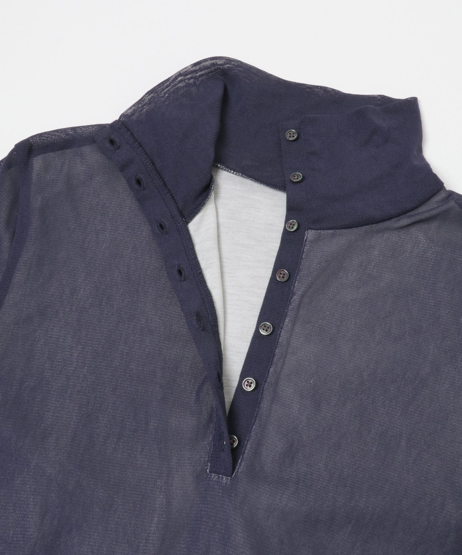 シアーレイヤードカットポロシャツ NVY×IVO One