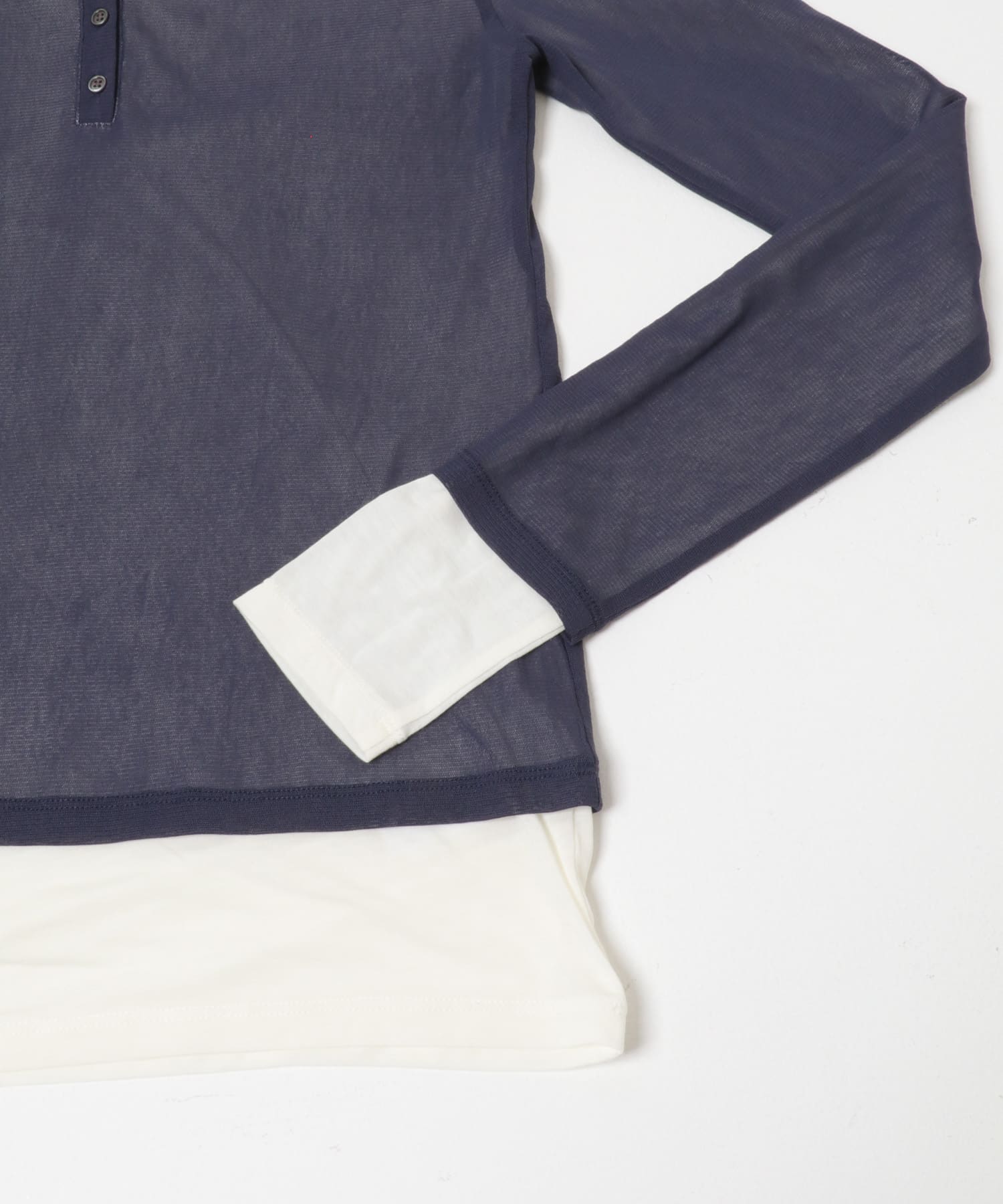 シアーレイヤードカットポロシャツ NVY×IVO One