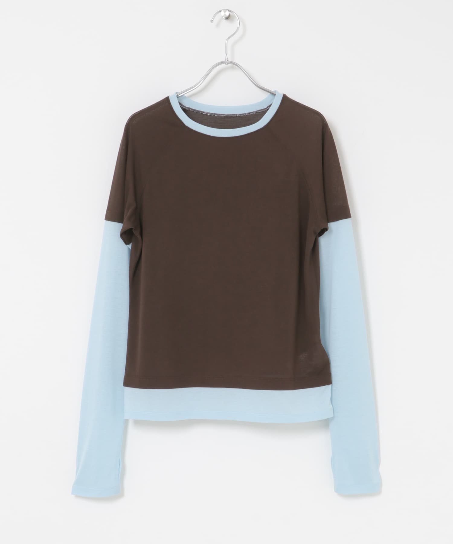 ハイショクレイヤードコンパクトトップ BRN×BLU One