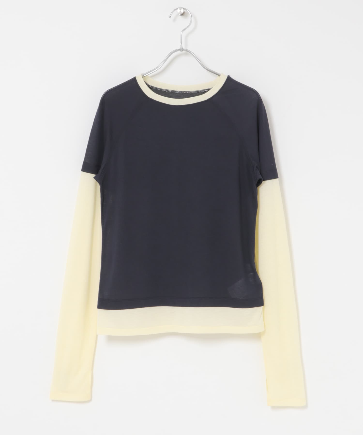 ハイショクレイヤードコンパクトトップ NVY×YEL One