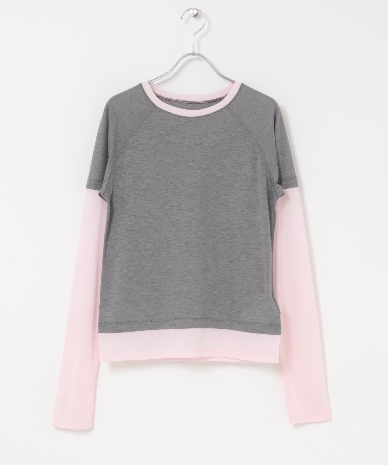 ハイショクレイヤードコンパクトトップ GRY×PNK One